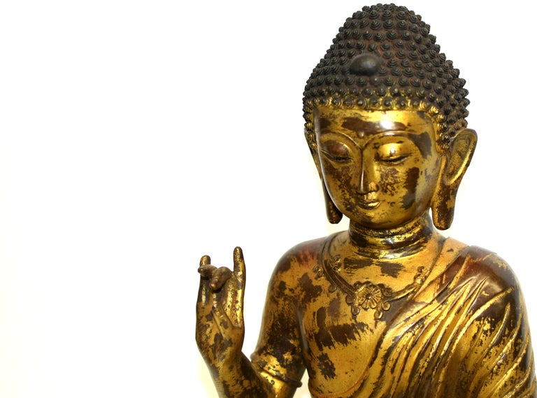 Large Gilt Bronze Buddha Young Shakyimuni Statue 29 lb  For Sale 13