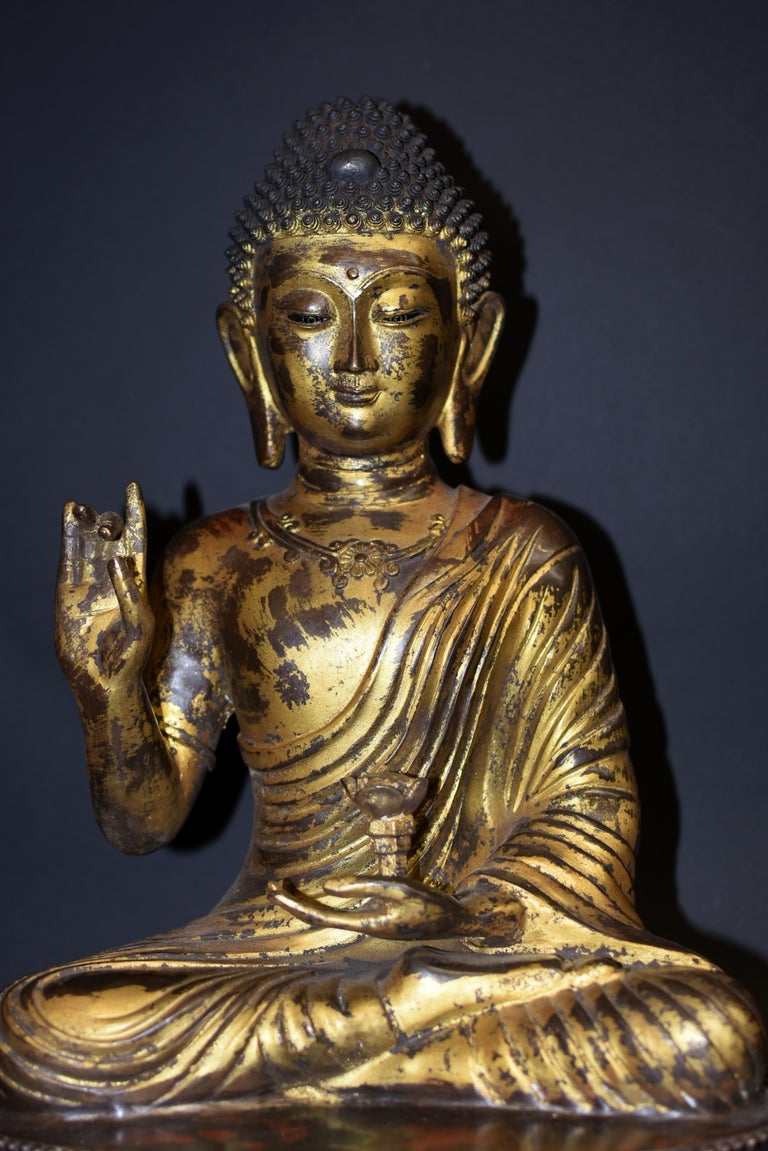 Large Gilt Bronze Buddha Young Shakyimuni Statue 29 lb  In Good Condition For Sale In Somis, CA