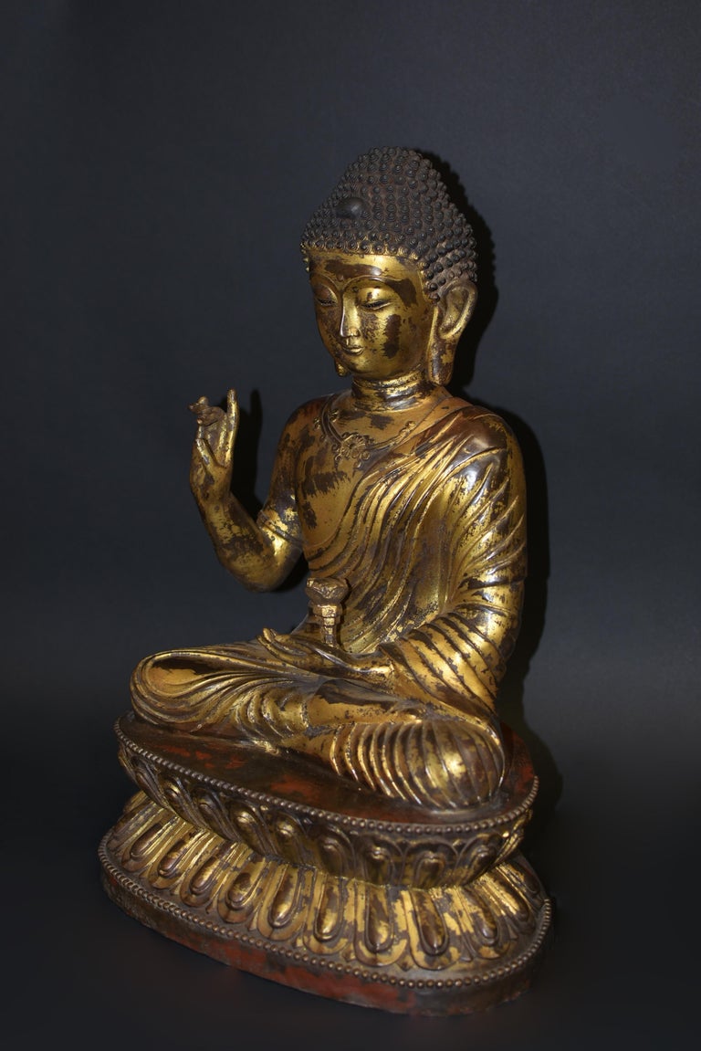 Large Gilt Bronze Buddha Young Shakyimuni Statue 29 lb  For Sale 1