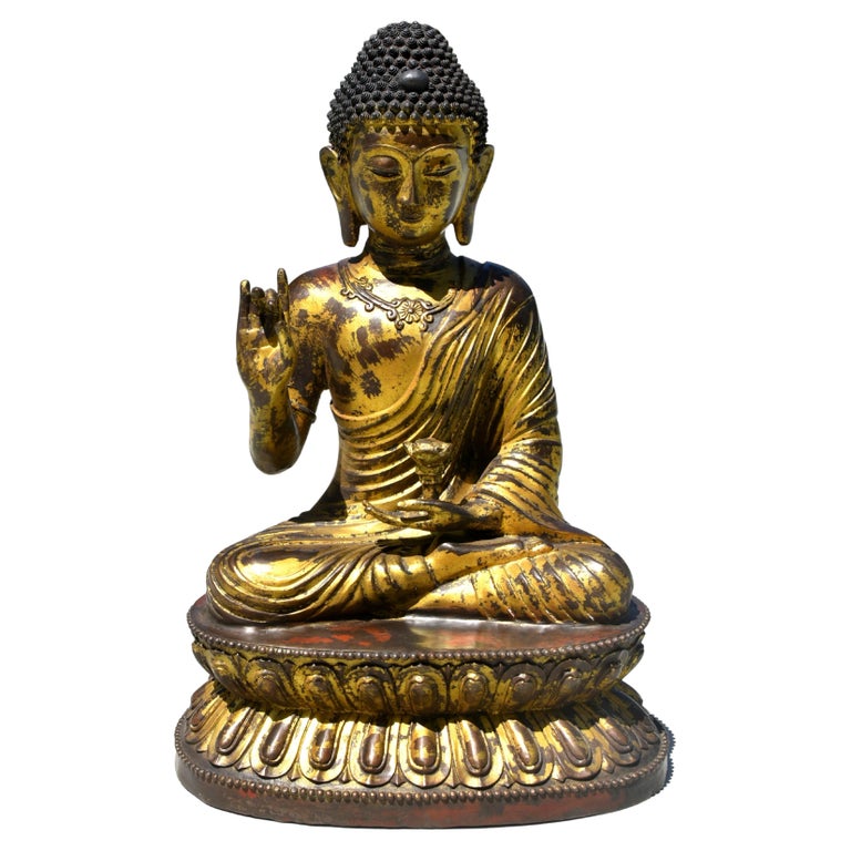 Large Gilt Bronze Buddha Young Shakyimuni Statue 29 lb  For Sale