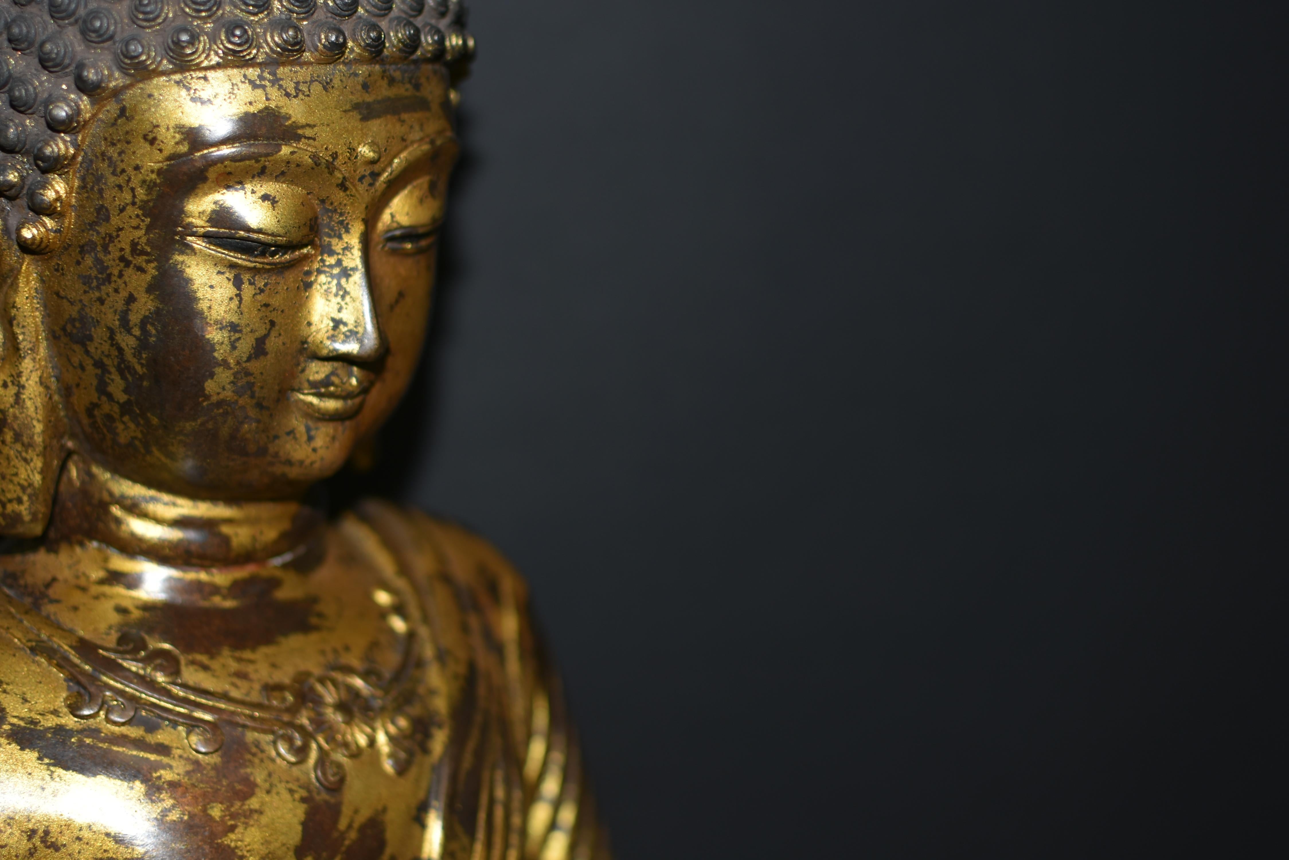 Large Gilt Bronze Buddha Young Shakyimuni Statue 31 Lb For Sale 4