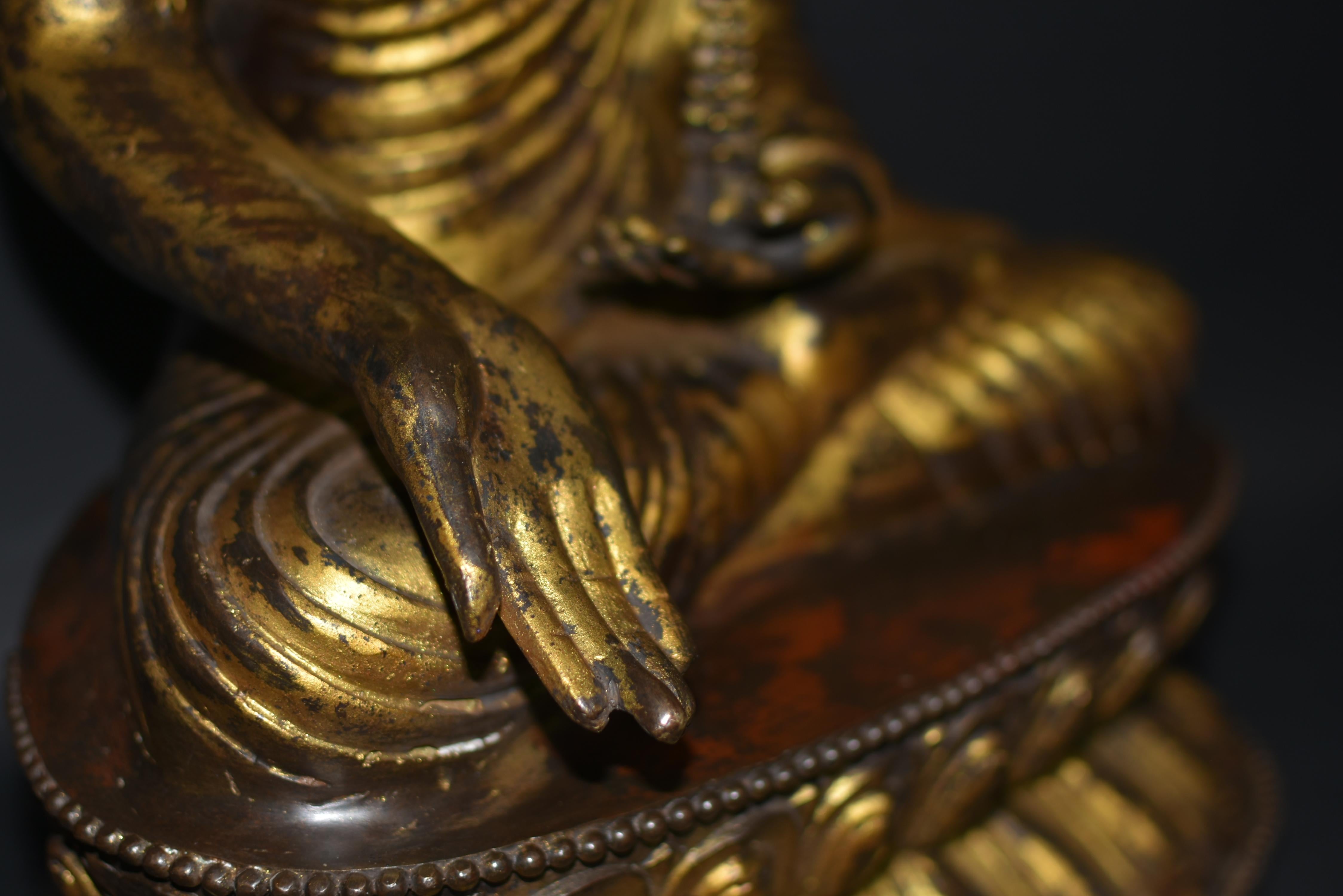 Große vergoldete Bronze Buddha Young Shakyimuni Statue 31 Lb im Angebot 6
