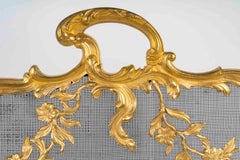Large Gilt Bronze Fire Screen in the Louis XV Style.