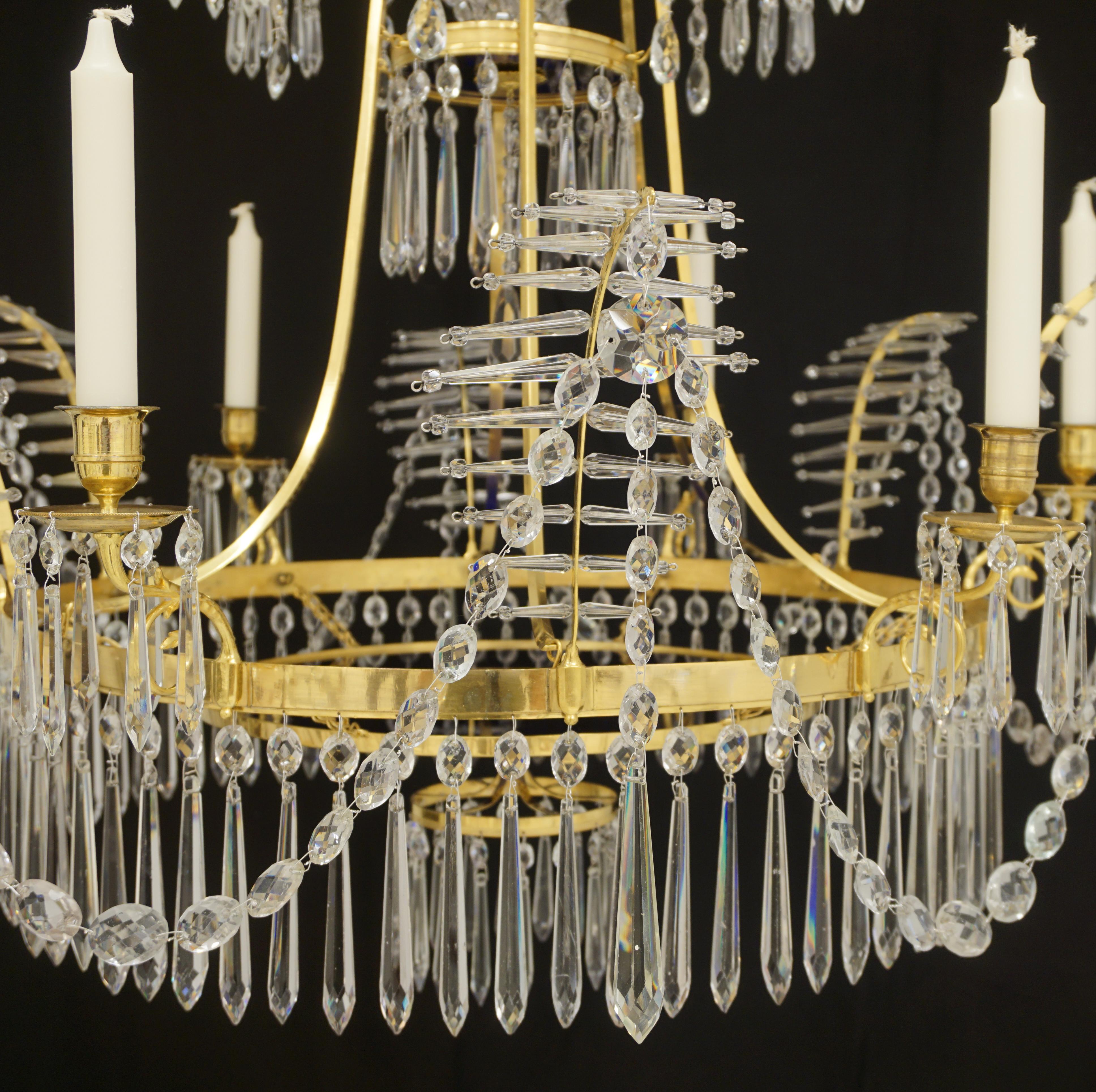 Large Gilt Bronze Louis XVI Chandelier in the Manner of Werner & Mieths Berlin In Good Condition For Sale In Aabenraa, DK