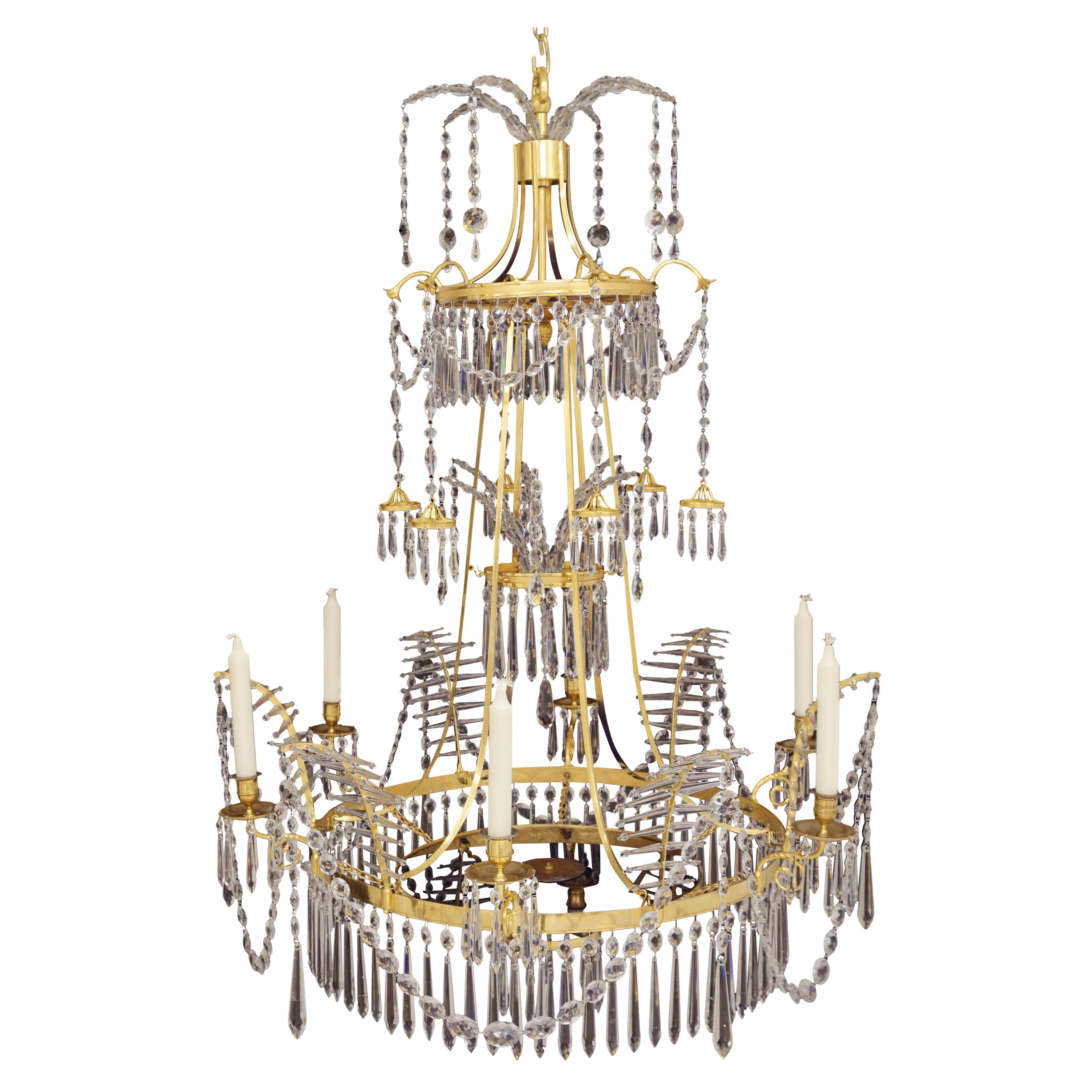 Large Gilt Bronze Louis XVI Chandelier in the Manner of Werner & Mieths Berlin For Sale