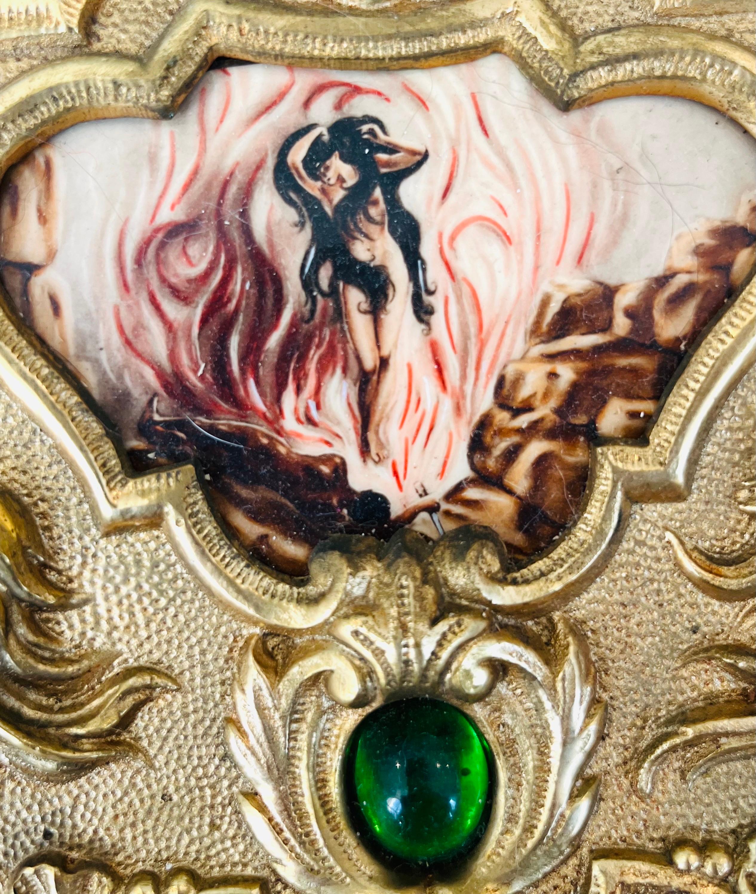 Großer Medaillonteller aus vergoldeter Bronze mit Putten, Mythologie, Nymphe – Italien – 19. Jahrhundert im Angebot 4