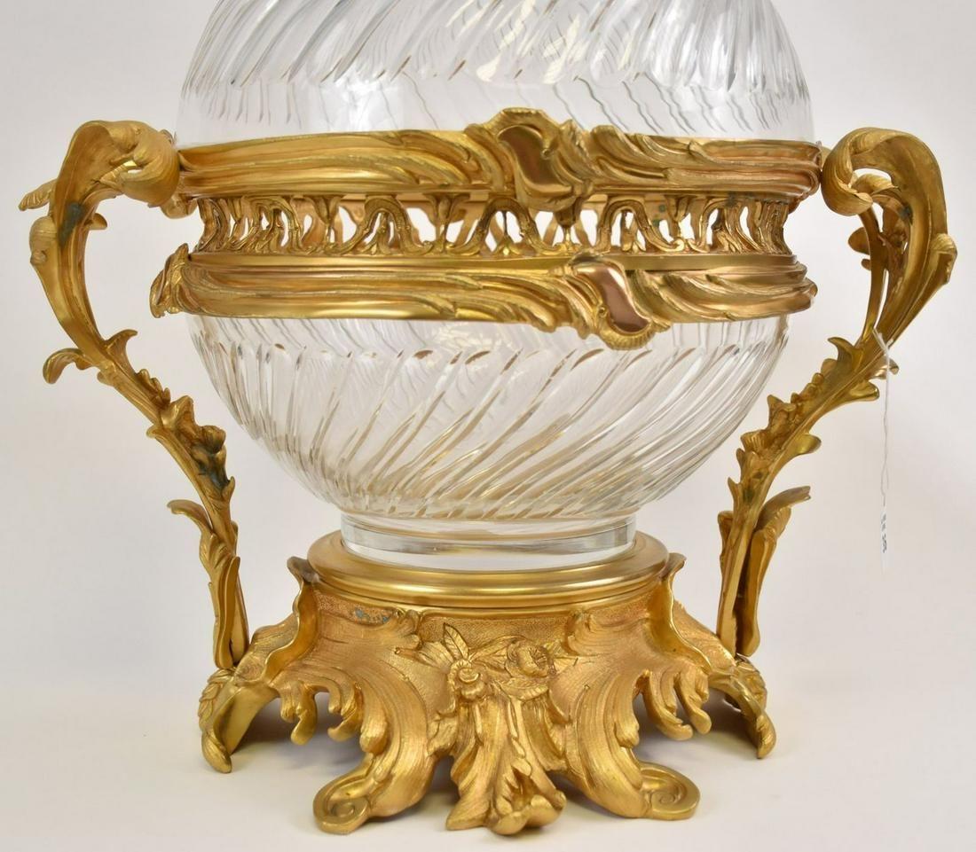Louis XV large Gilt Bronze Mounted Crystal Glass Centerpiece Bowl and Cover