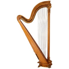Used Large Gilt Bronze Mounted Maple Harp by Pleyel, Wolff, Lyon and Cie
