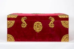 Large Gilt-Bronze Mounted Red Velvet Box / Trunk by E.F. Caldwell & Co.