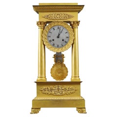 Large Gilt Bronze Portico Clock, Restoration Period