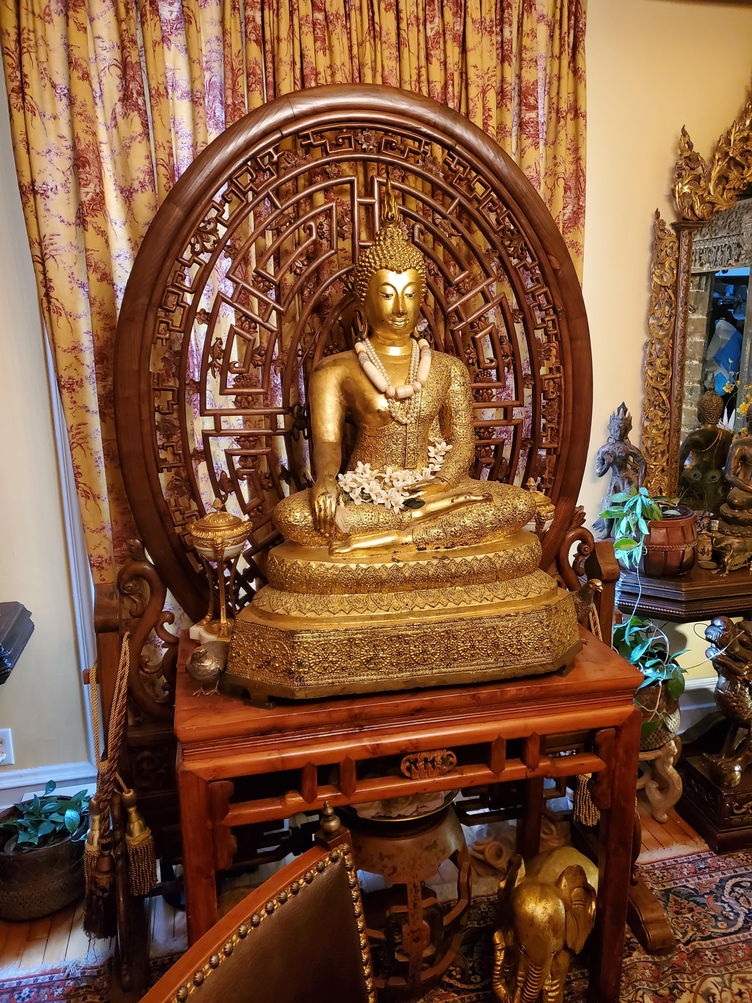 Large Gilt Bronze Thai Rattanakosin Buddha For Sale 1