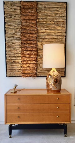 Large Gilt Ceramic Table Lamp by Georges Pelletier