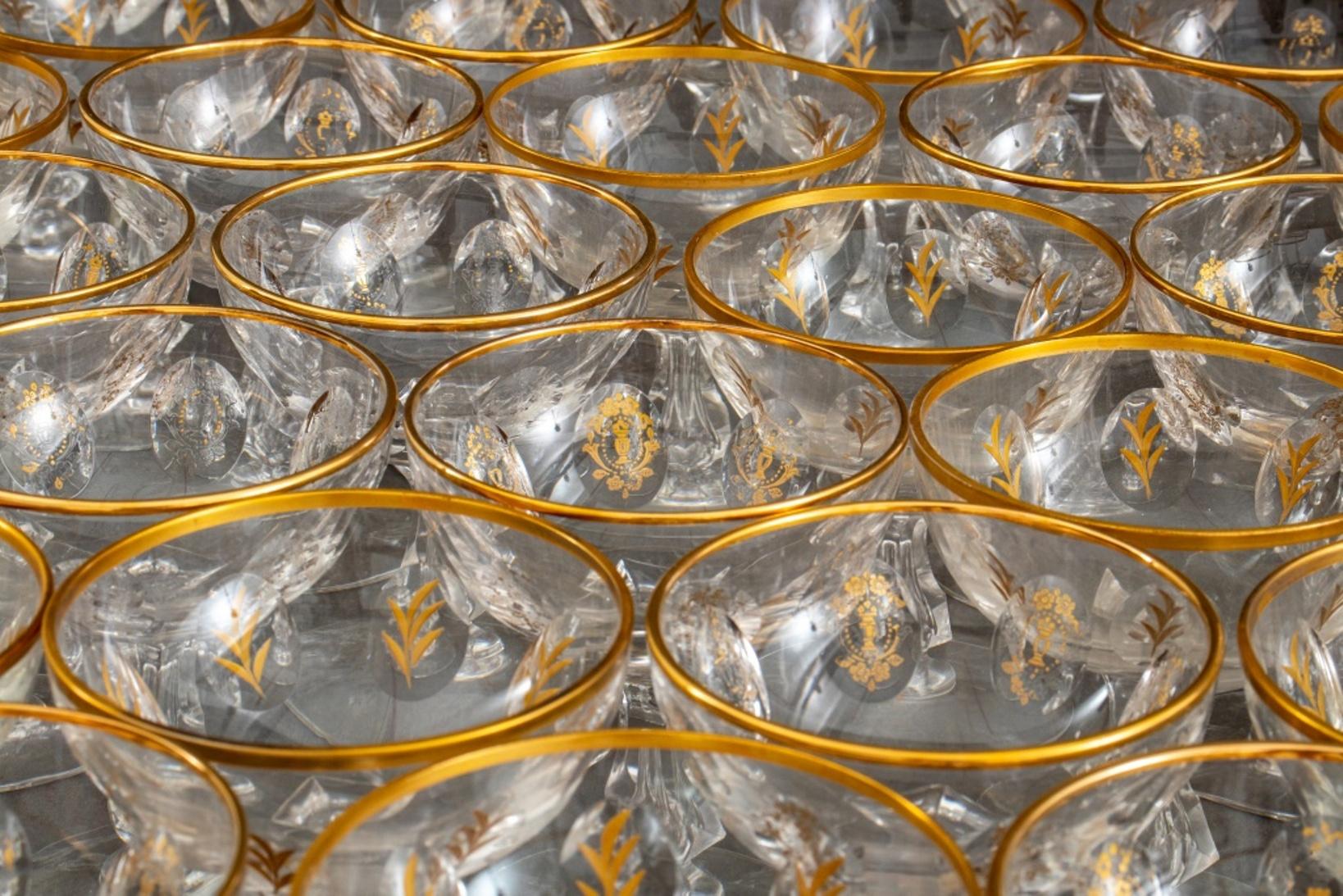 Mid-Century Modern Large Gilt Crystal Table Service, 112 pieces