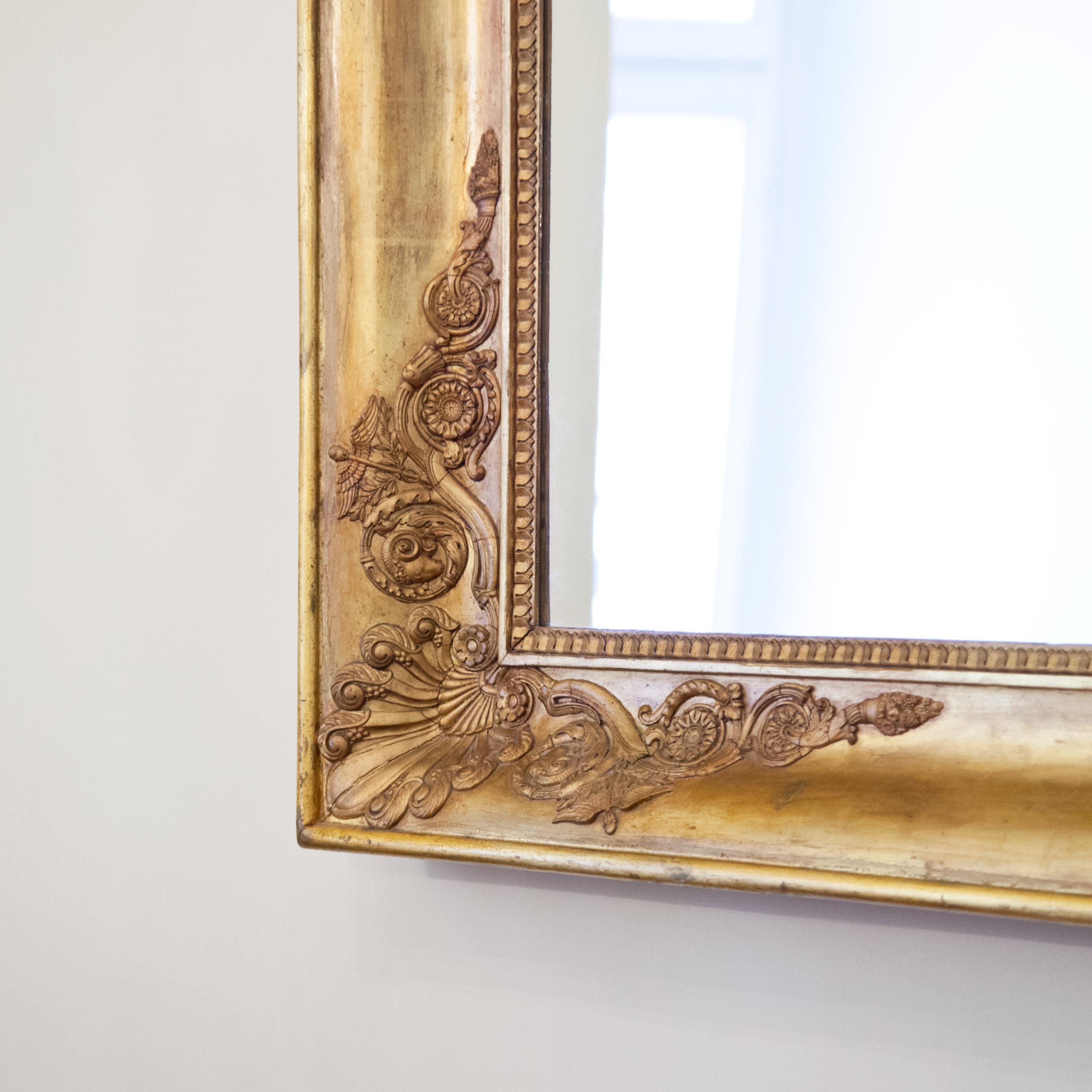 Large Gilt Empire Wall Mirror, First Half of the 19th Century In Good Condition In Greding, DE