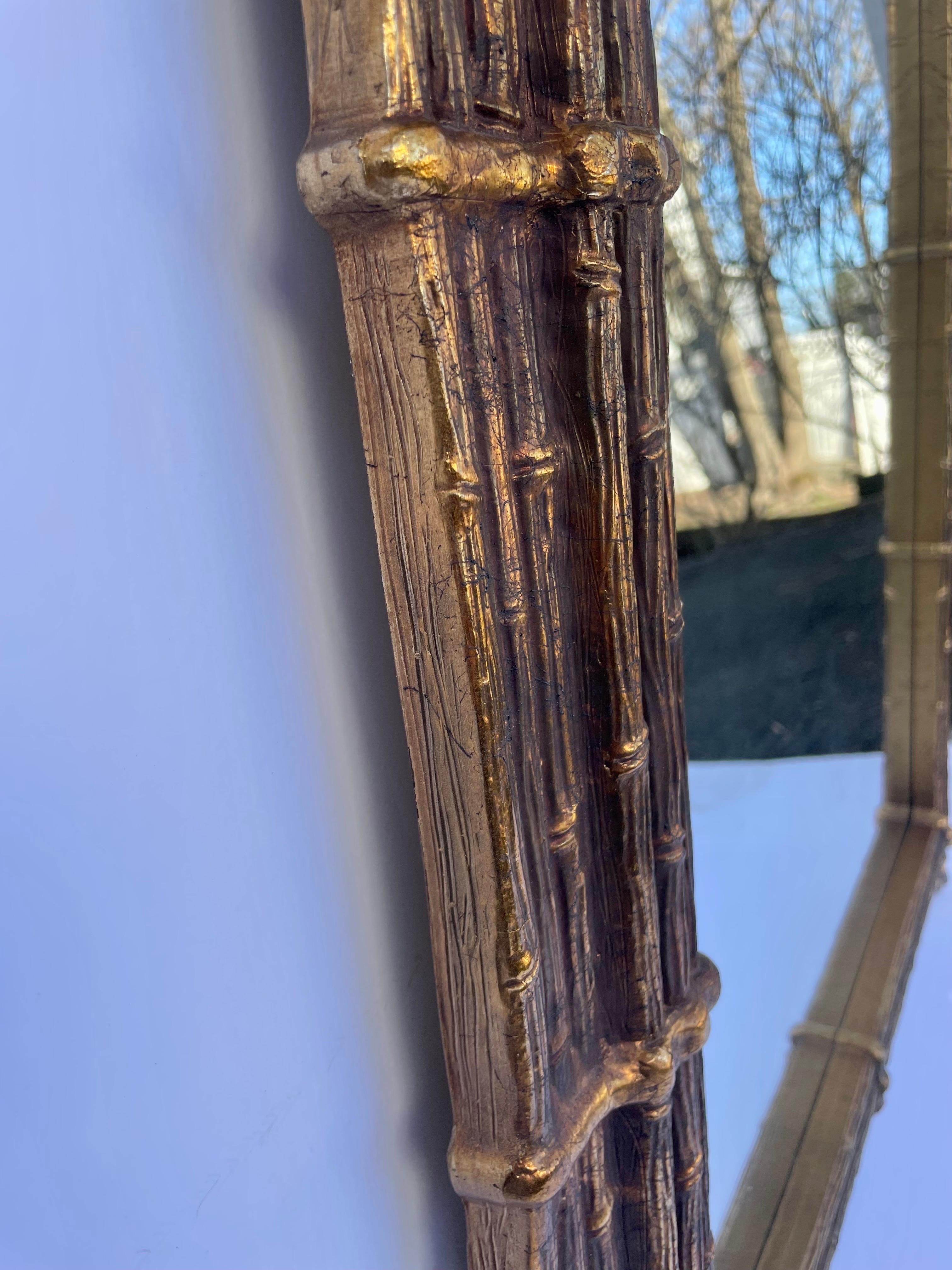 Large Gilt Faux Bamboo Mirror For Sale 5