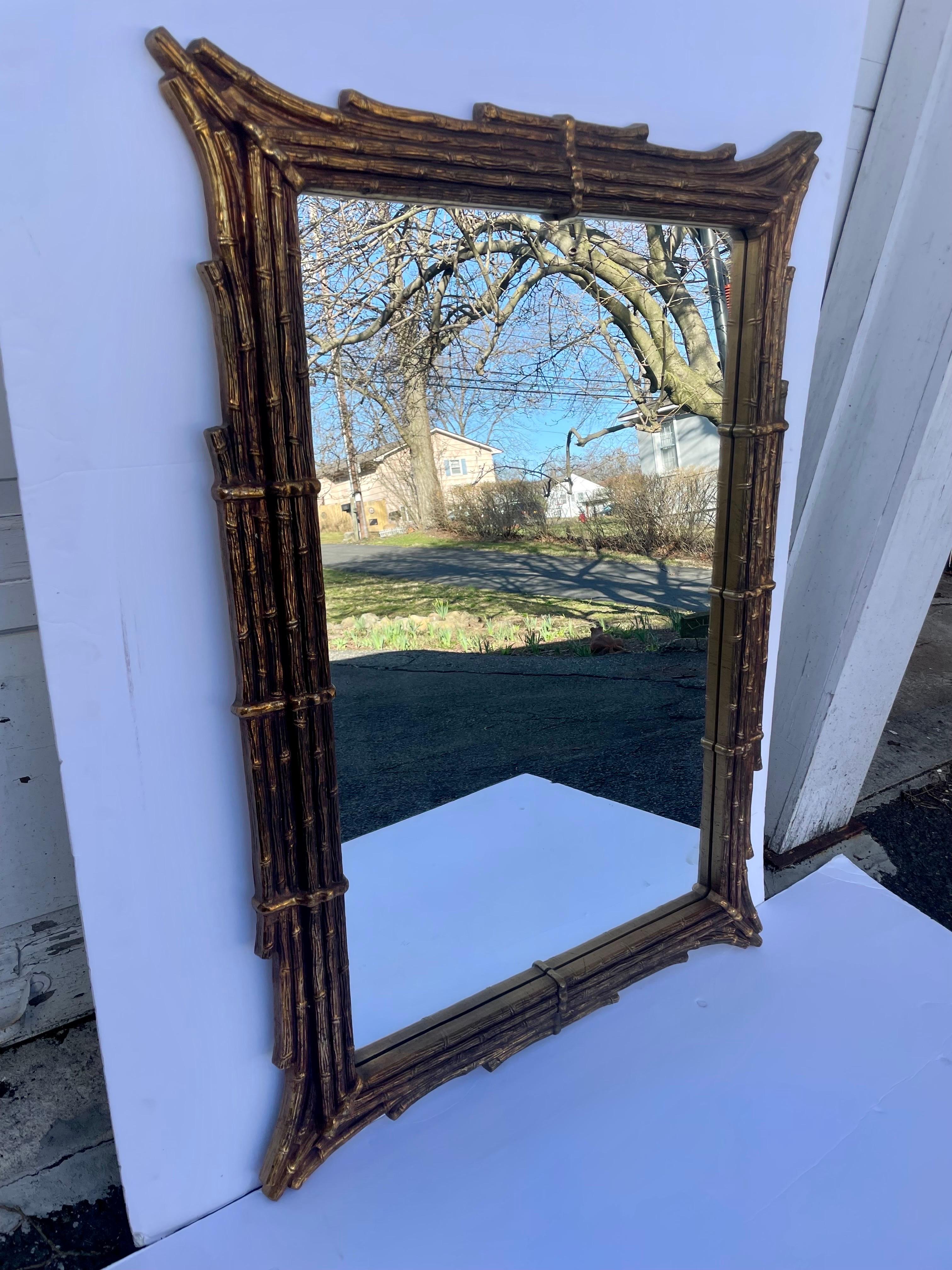 Unknown Large Gilt Faux Bamboo Mirror For Sale