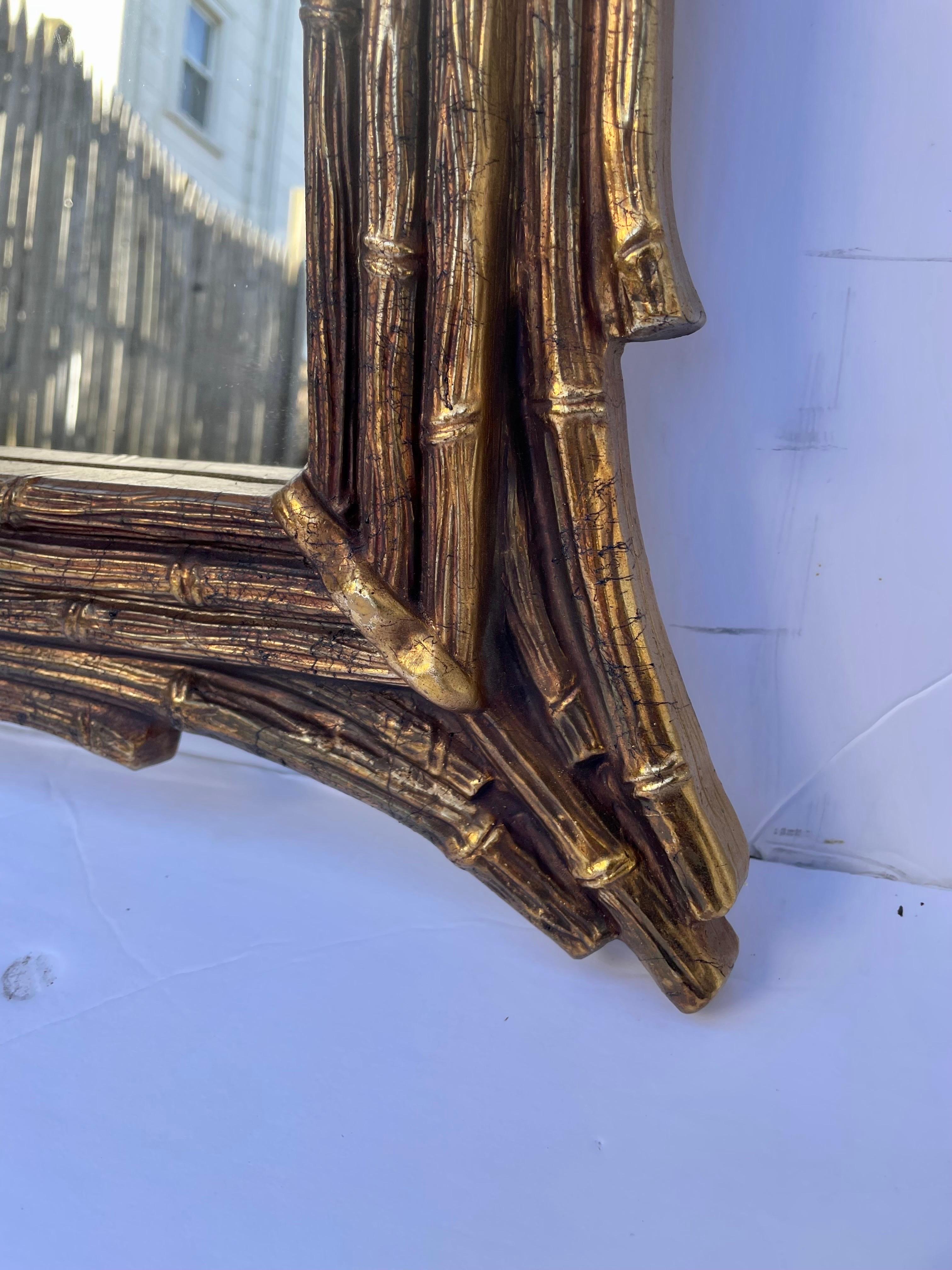 Large Gilt Faux Bamboo Mirror For Sale 2