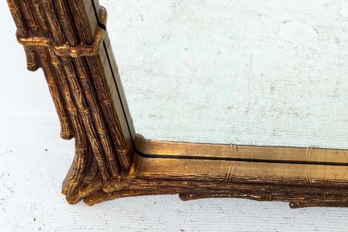 Large Gilt Faux Bamboo Mirror For Sale 2