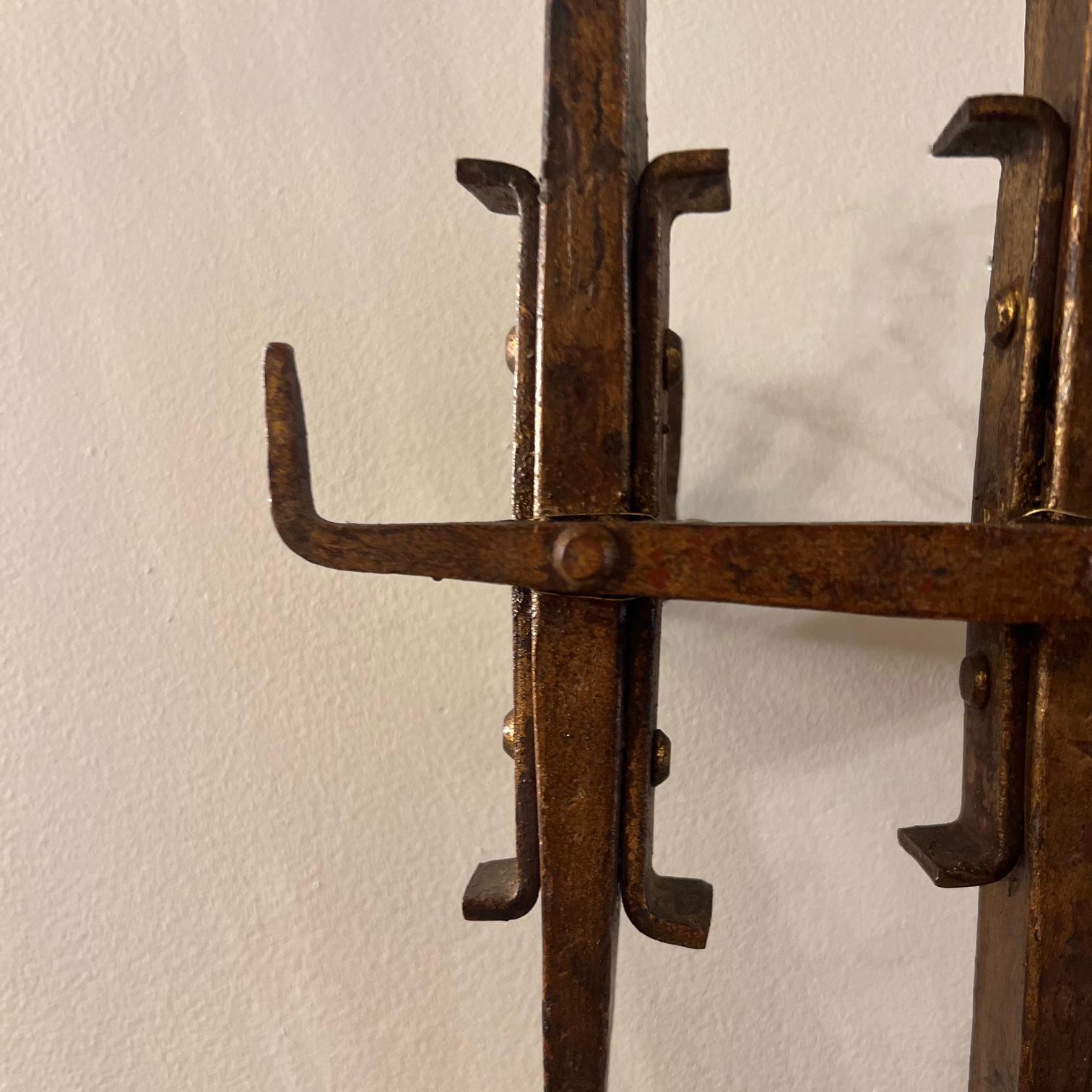 Hammered Large Gilt Iron Sconce For Sale