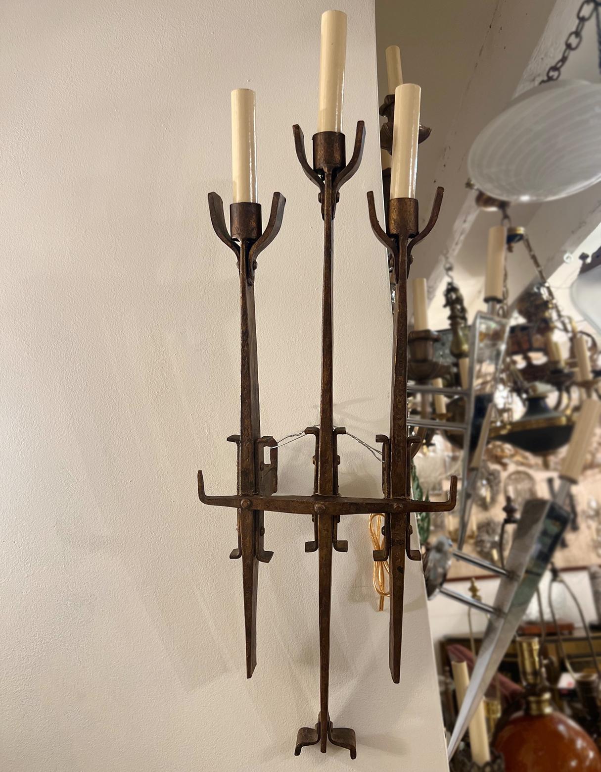 Late 20th Century Large Gilt Iron Sconce For Sale
