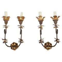 Large Gilt Iron Wall Sconces