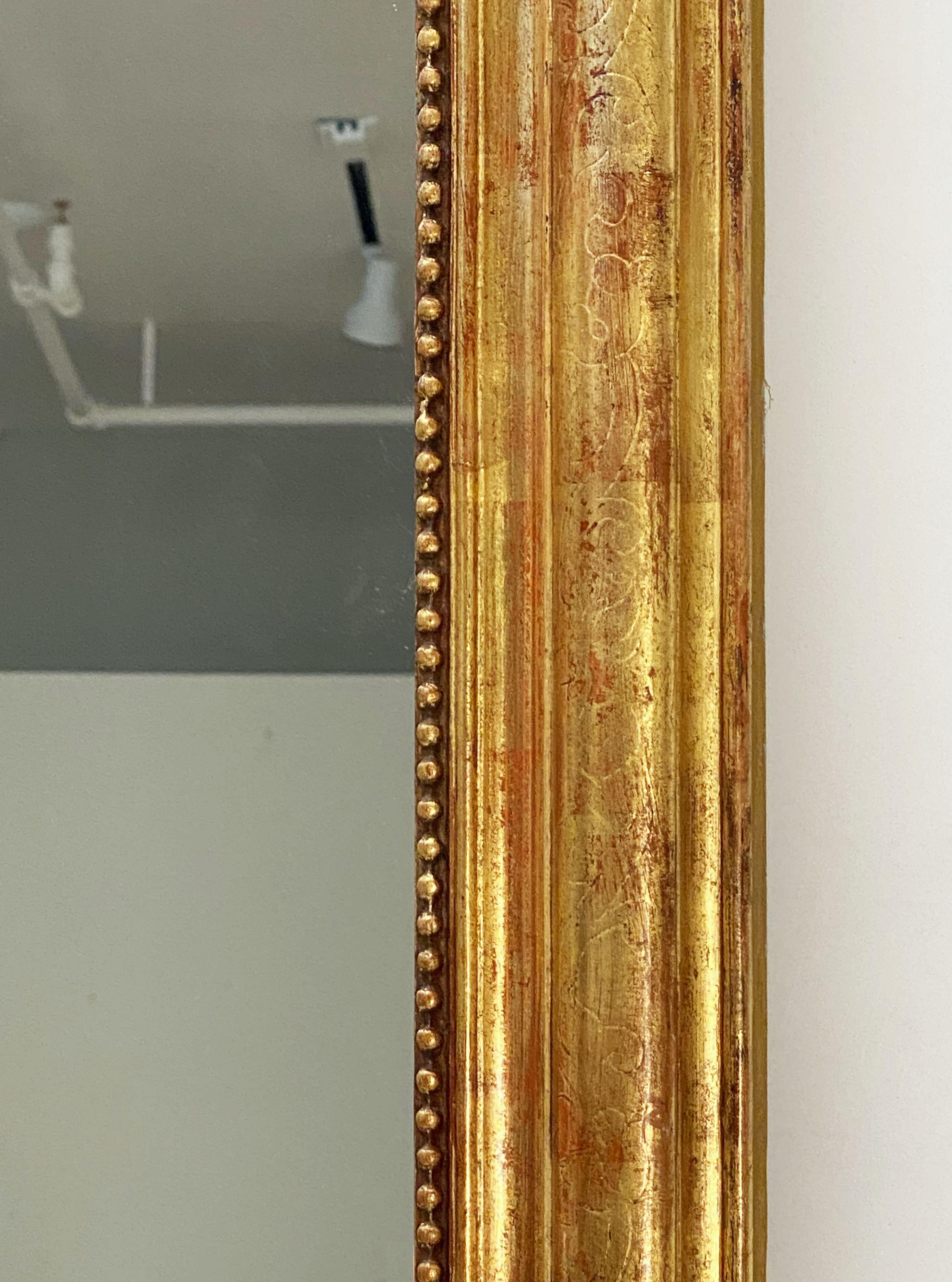 Large Gilt Louis Philippe Arch Top Wall or Floor Mirror (H 58 1/2 x W 19 1/2) 4