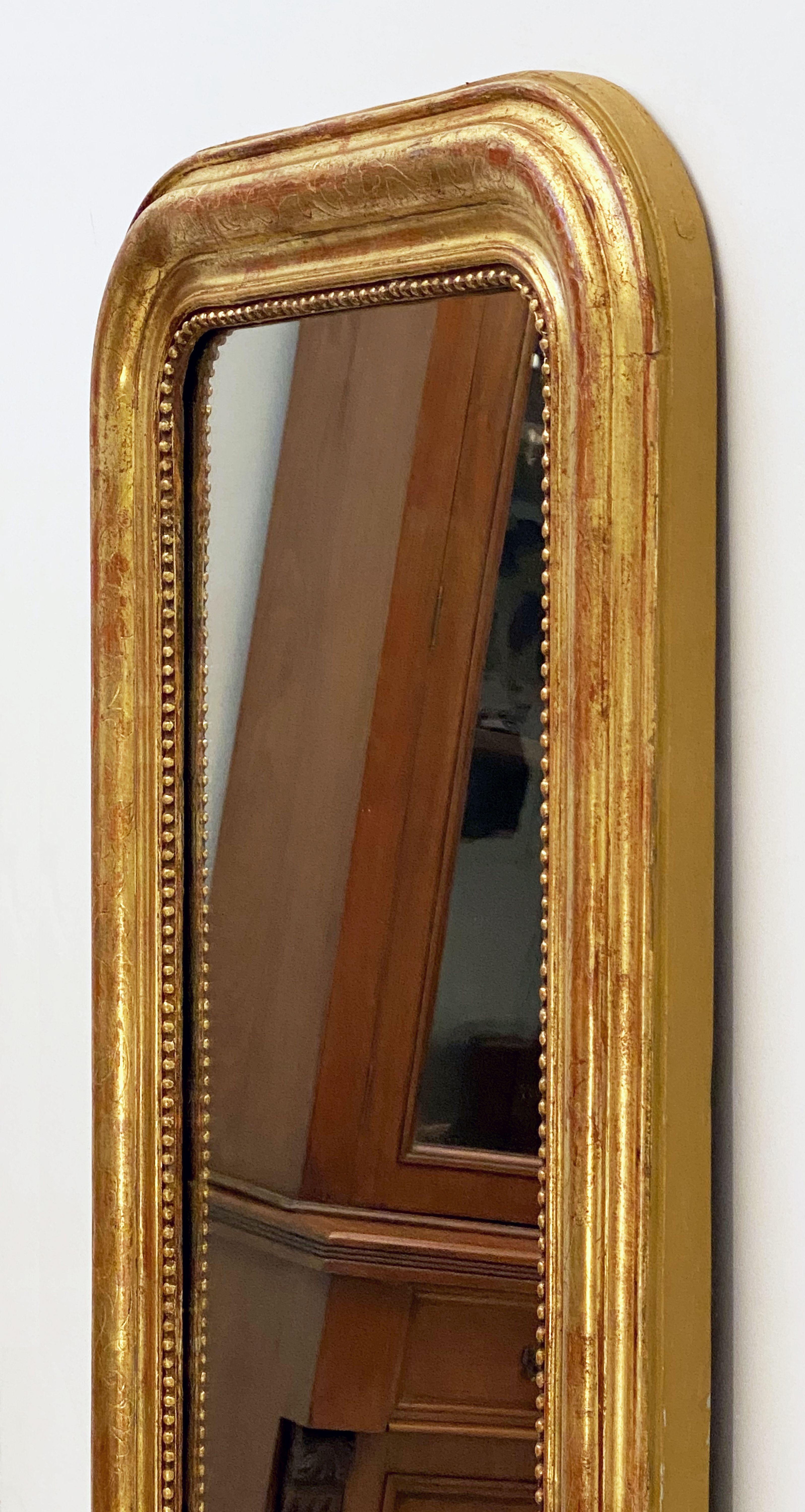 Large Gilt Louis Philippe Arch Top Wall or Floor Mirror (H 58 1/2 x W 19 1/2) 7