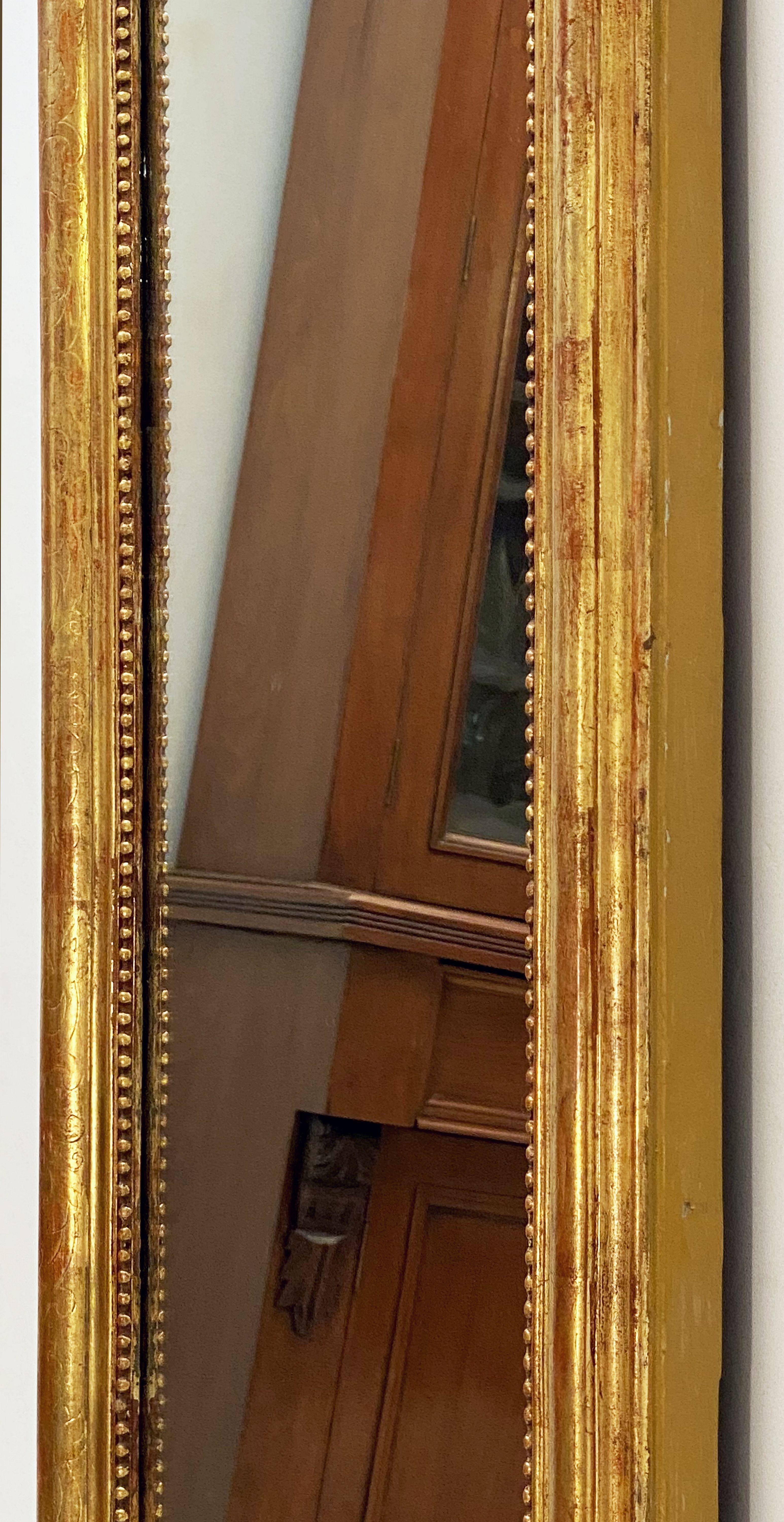 Large Gilt Louis Philippe Arch Top Wall or Floor Mirror (H 58 1/2 x W 19 1/2) 8