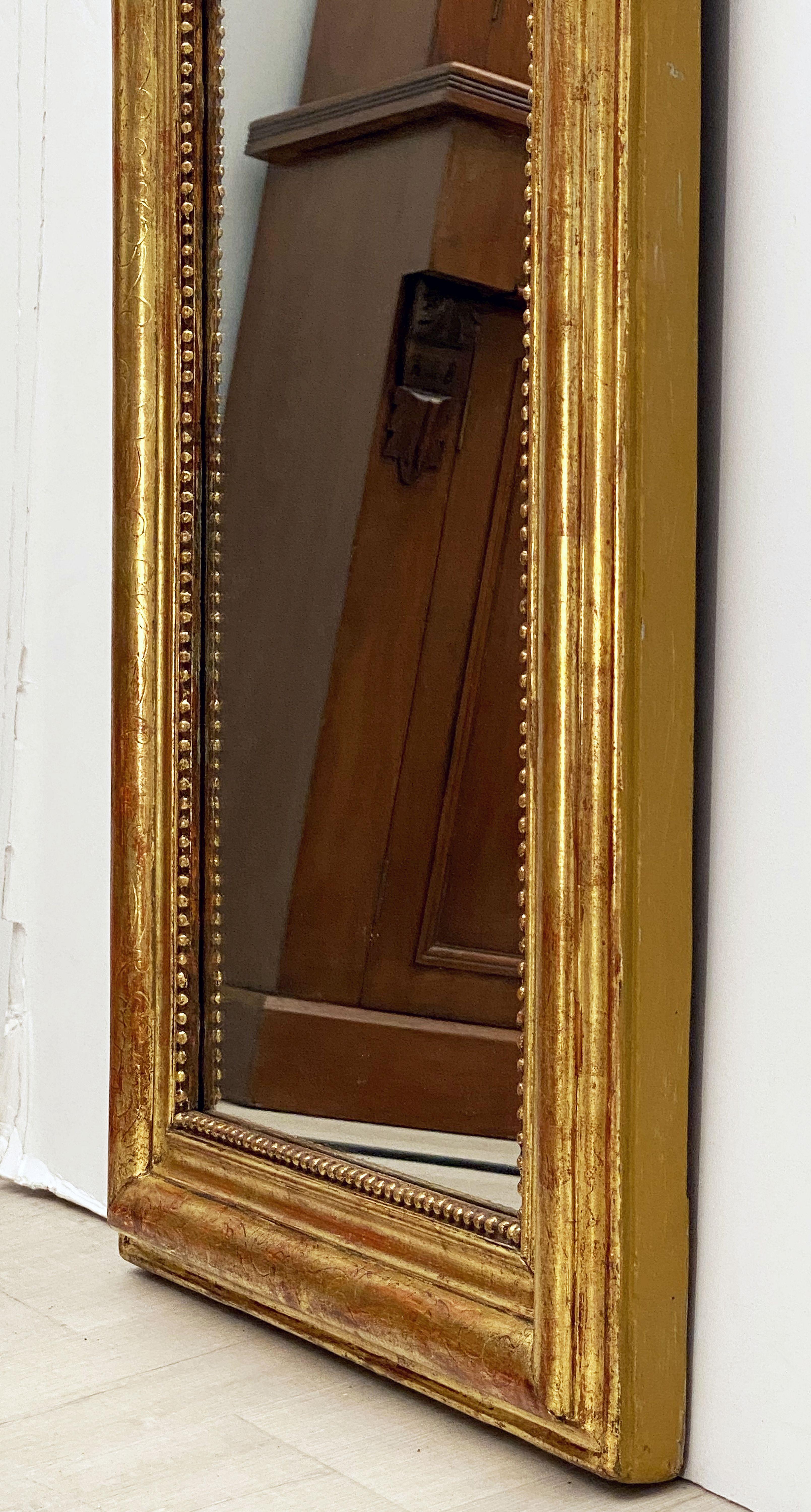 Large Gilt Louis Philippe Arch Top Wall or Floor Mirror (H 58 1/2 x W 19 1/2) 9