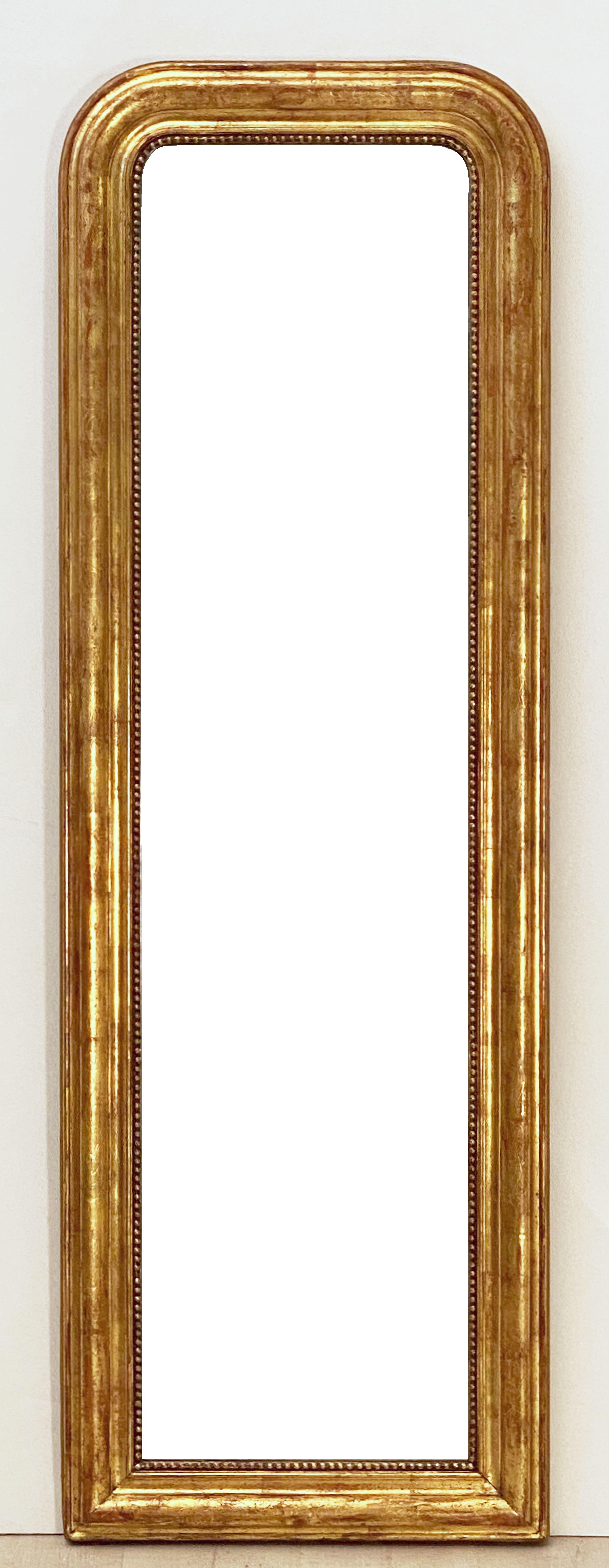 Large Gilt Louis Philippe Arch Top Wall or Floor Mirror (H 58 1/2 x W 19 1/2) 12
