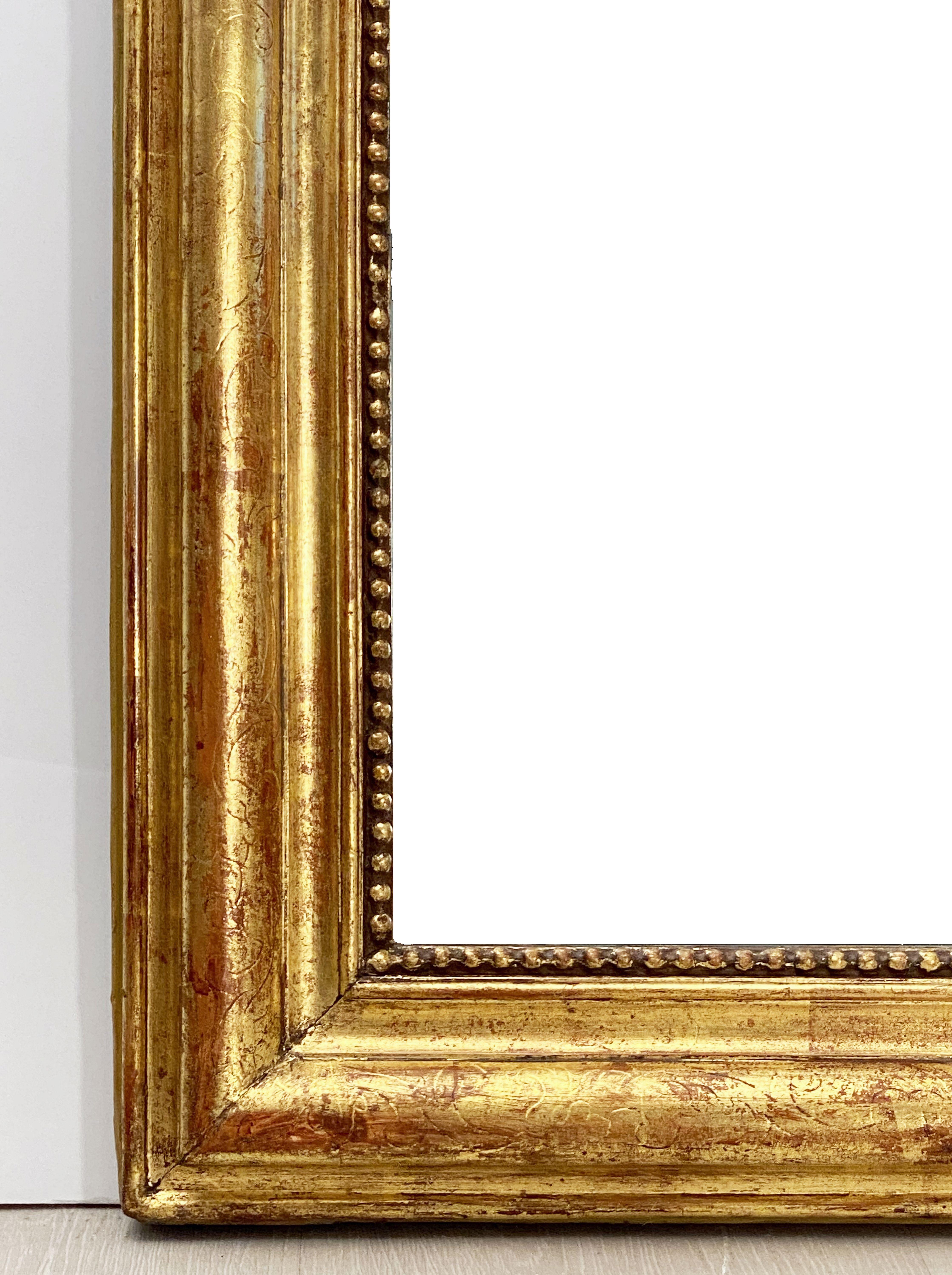 Large Gilt Louis Philippe Arch Top Wall or Floor Mirror (H 58 1/2 x W 19 1/2) 1