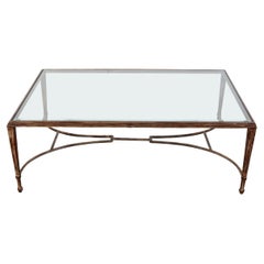Large Gilt Metal and Glass Cocktail Table