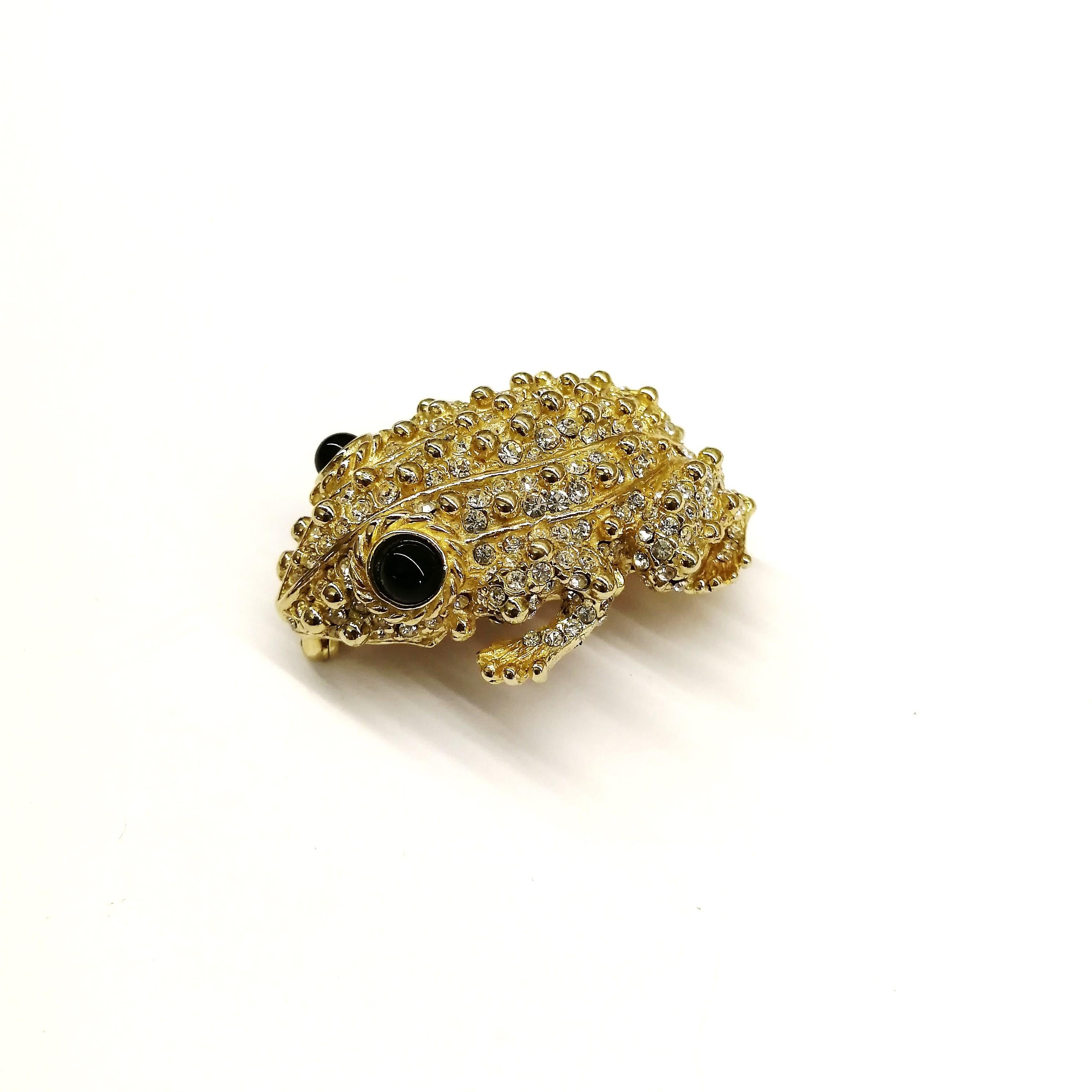 Large gilt metal and paste 'frog' brooch, Ciner, USA, 1980s 1