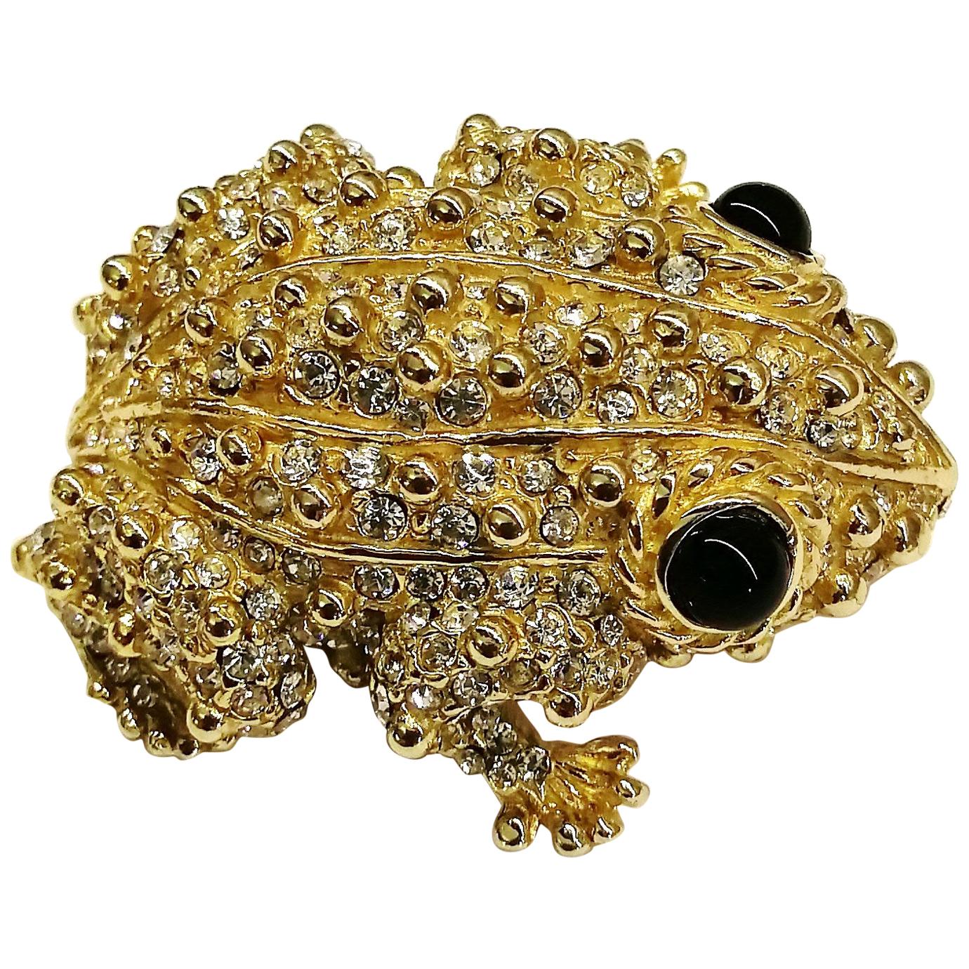 Large gilt metal and paste 'frog' brooch, Ciner, USA, 1980s