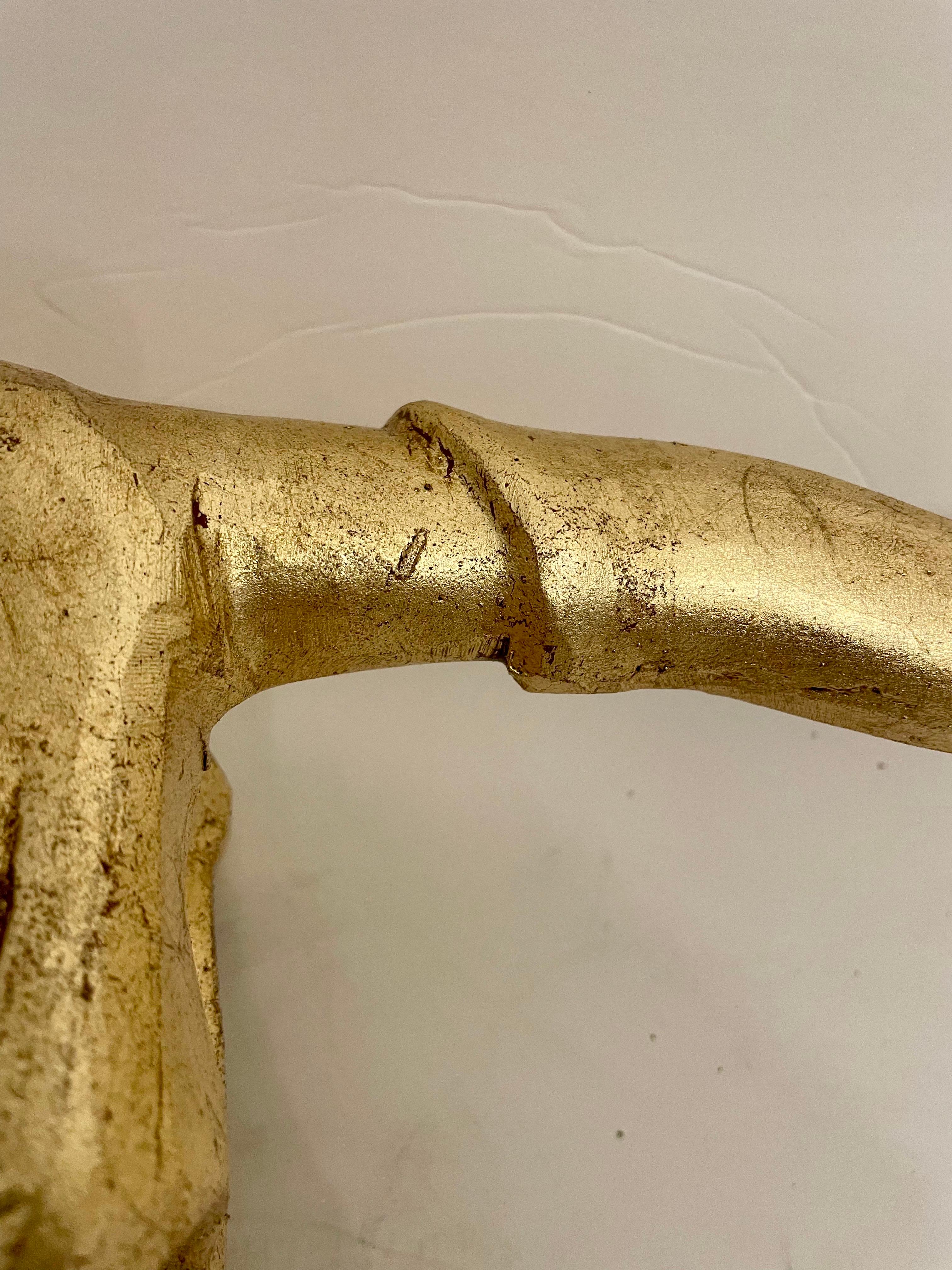 Large Gilt Metal Longhorn Wall Sculpture For Sale 1