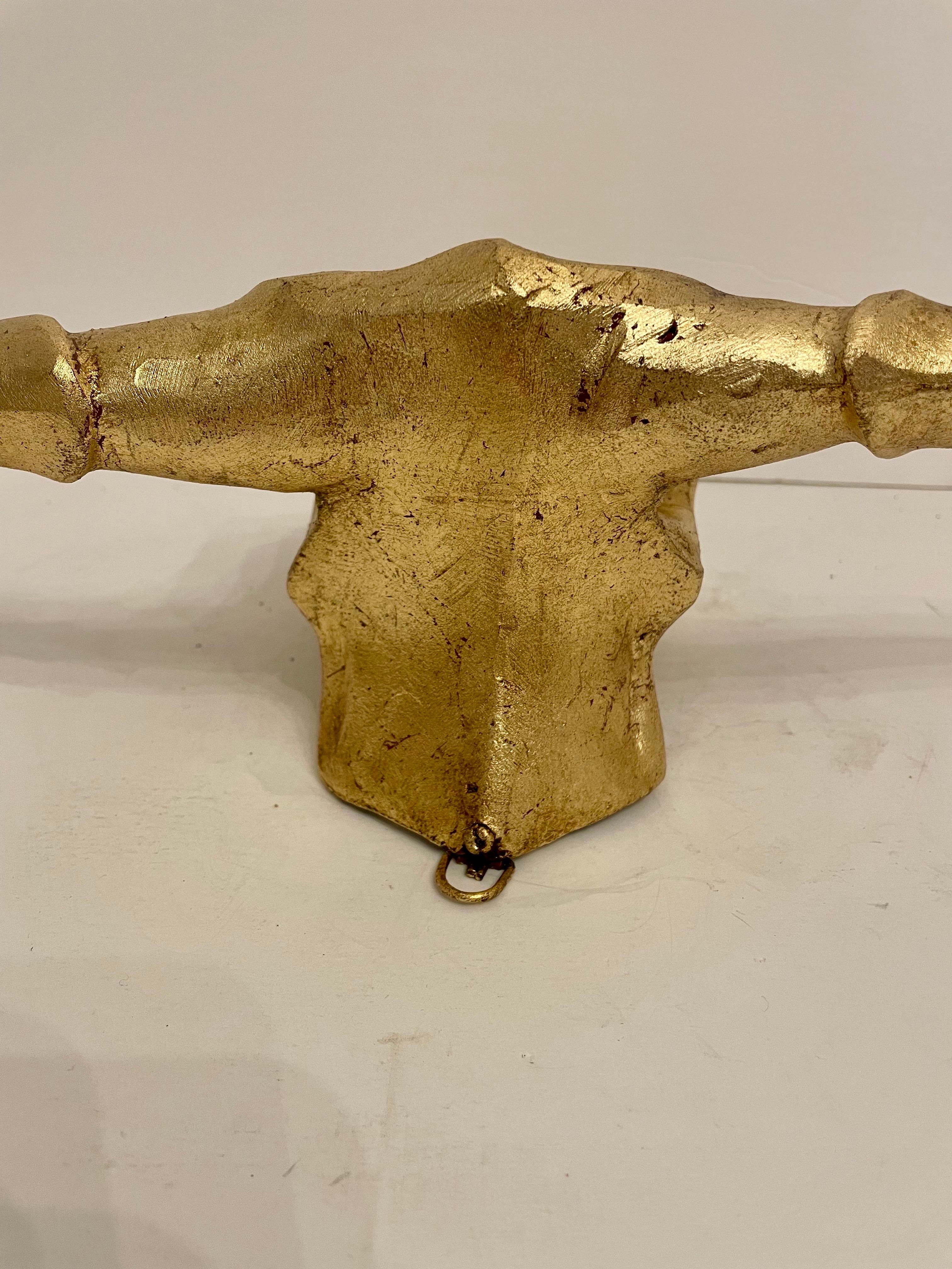 Large Gilt Metal Longhorn Wall Sculpture For Sale 2