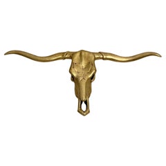 Large Gilt Metal Longhorn Wall Sculpture