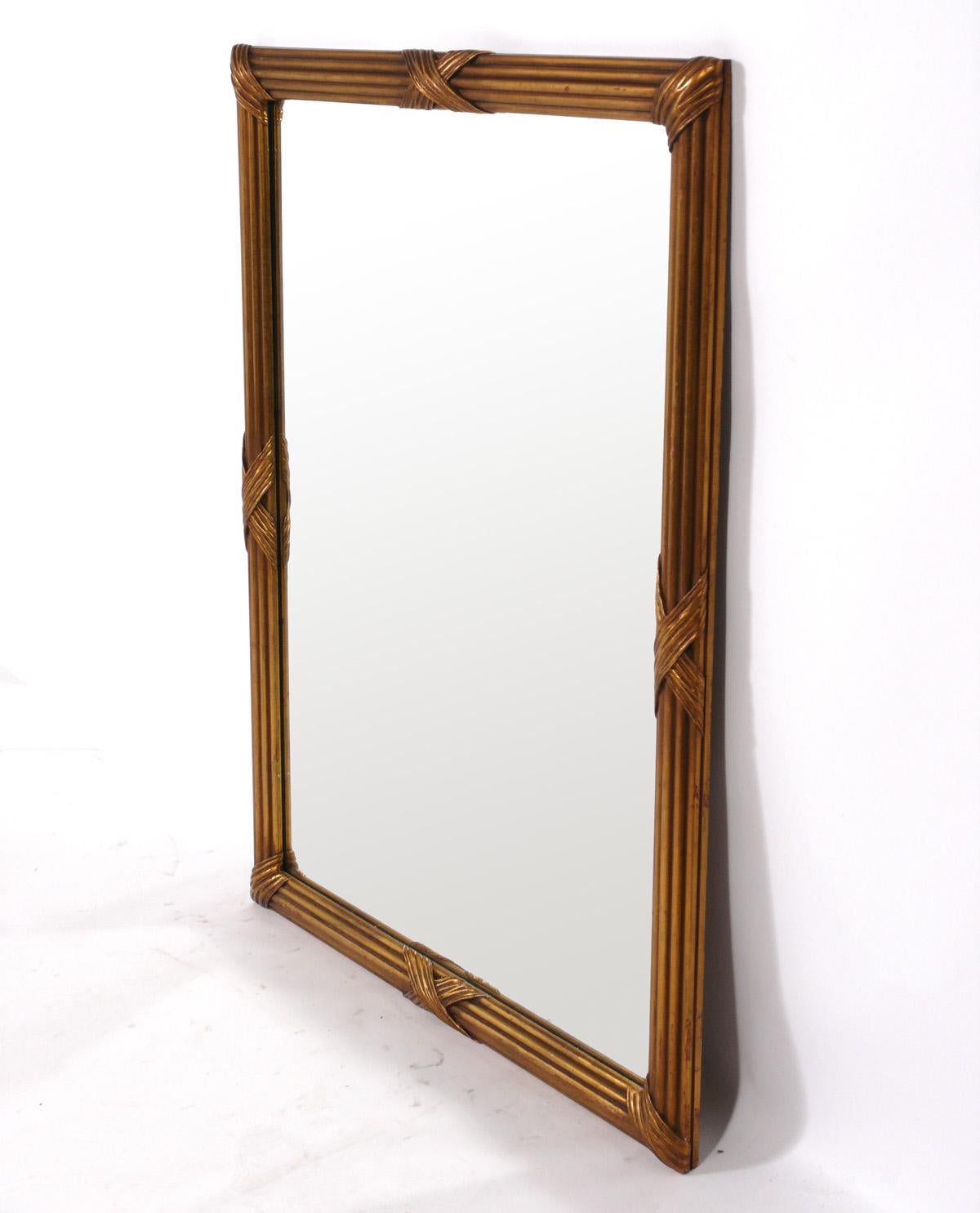 Large Gilt Mirror, American, circa 1940s. This mirror was recently removed from the legendary Carlyle Hotel in NYC. It measures an impressive 44.25