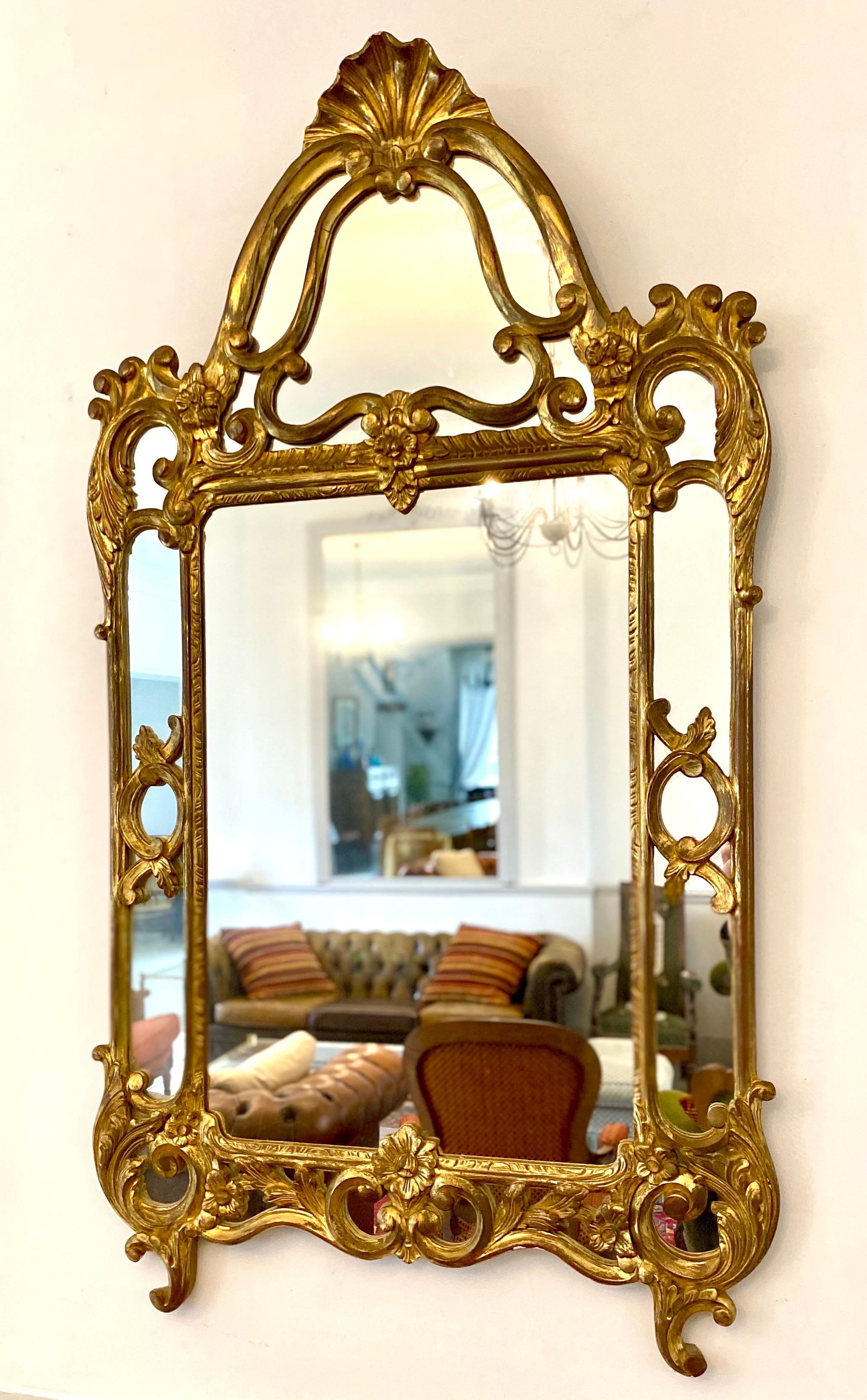 Großer vergoldeter Spiegel / Blickglas mit Doppelrahmen Louis XIV. St. France Xxth im Angebot 7
