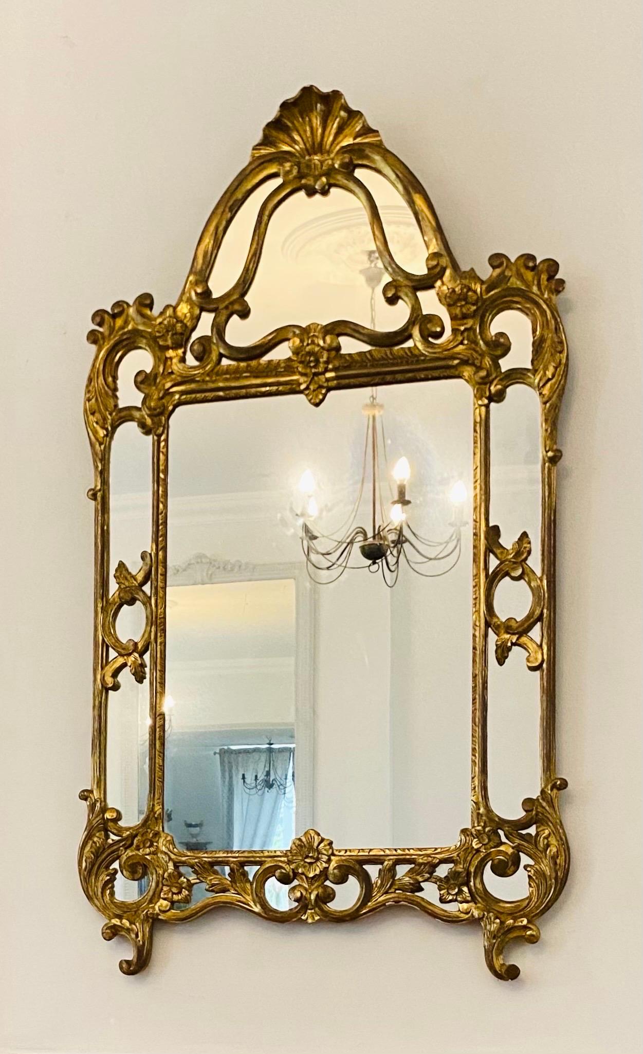 Großer vergoldeter Spiegel / Blickglas mit Doppelrahmen Louis XIV. St. France Xxth (Französisch) im Angebot