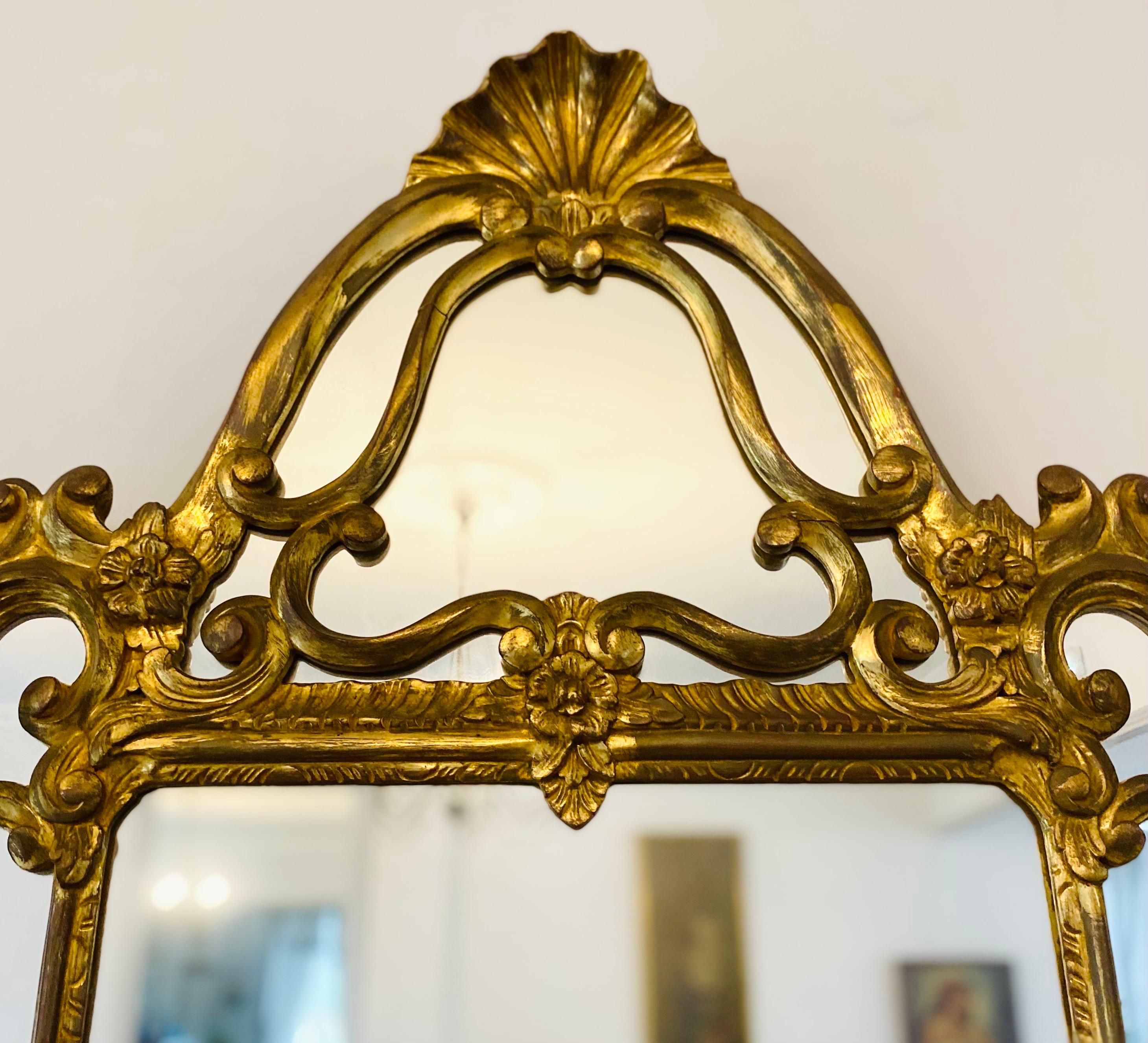 Grand miroir / miroir d'observation doré avec double cadre Louis XIV St. France Xxth Bon état - En vente à Beuzevillette, FR