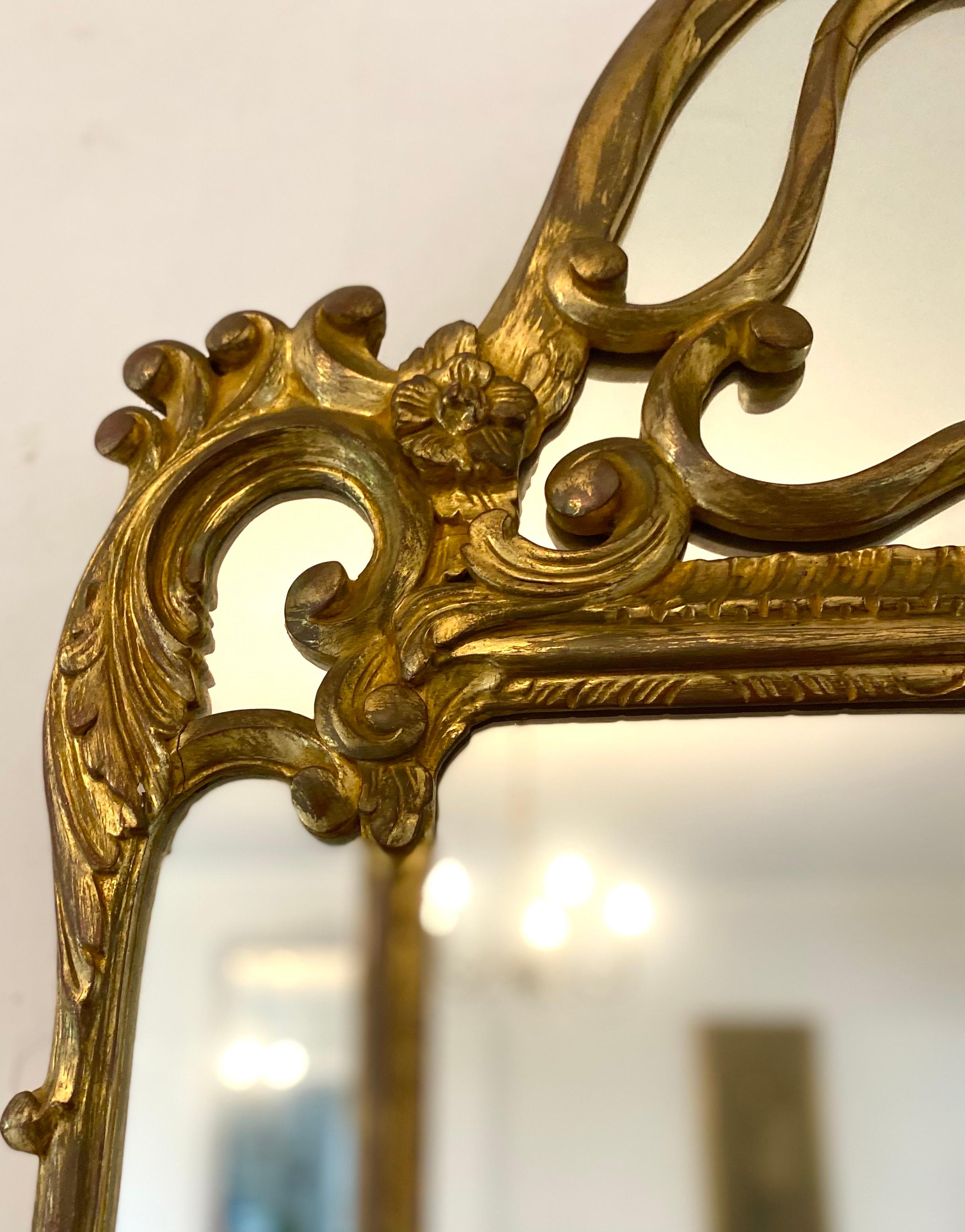 Miroir Grand miroir / miroir d'observation doré avec double cadre Louis XIV St. France Xxth en vente