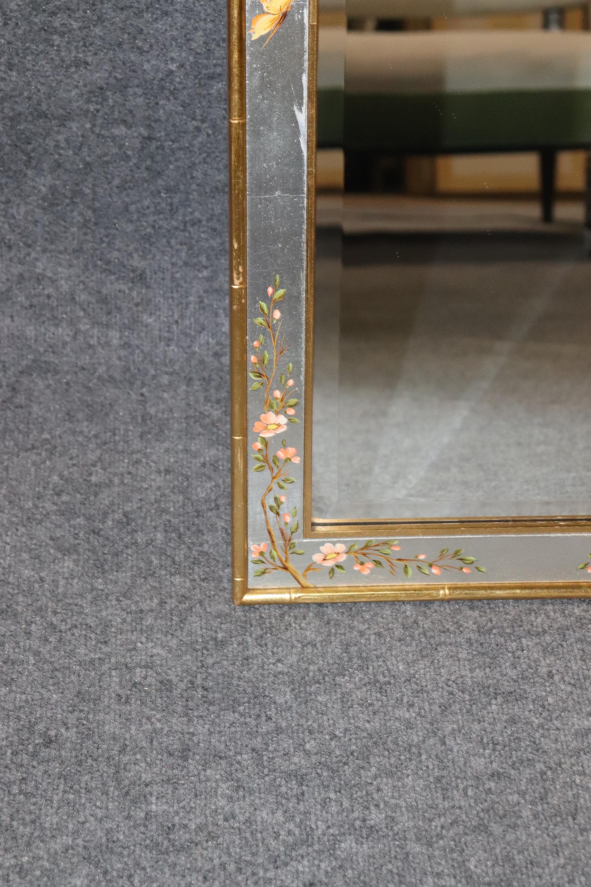 20th Century Large Gilt Oriental Chinoiserie Style Beveled Glass Mirror by LaBarge