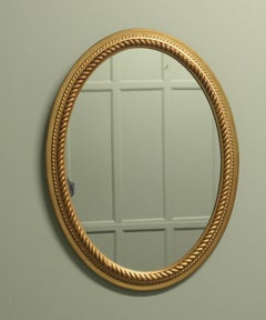 Large Gilt Oval Mirror with Rope Edging Border