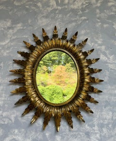 Large Gilt Oval Spanish Sunburst Mirror