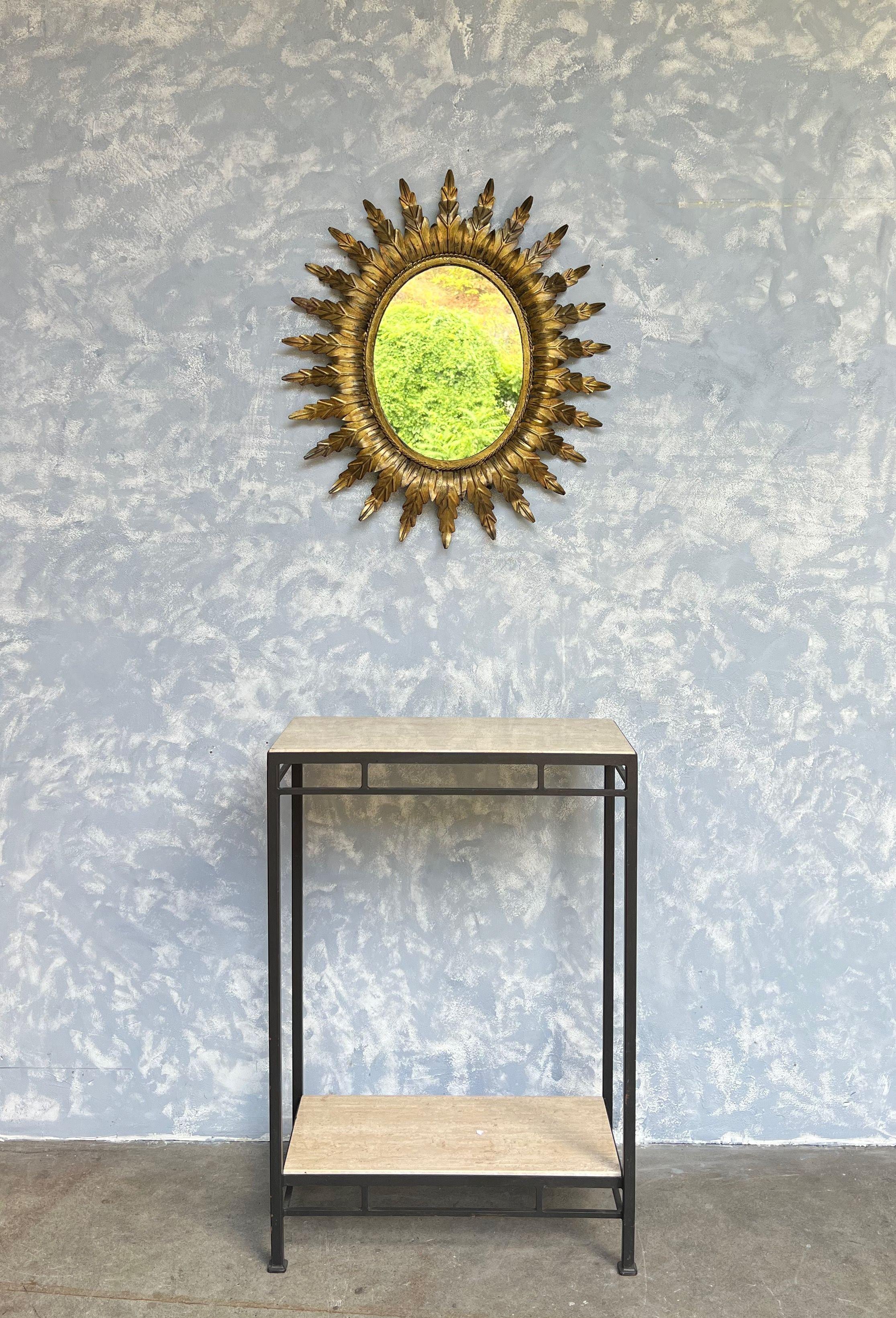 Large Gilt Oval Spanish Sunburst Mirror In Good Condition In Buchanan, NY