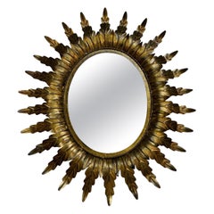 Large Gilt Oval Spanish Sunburst Mirror