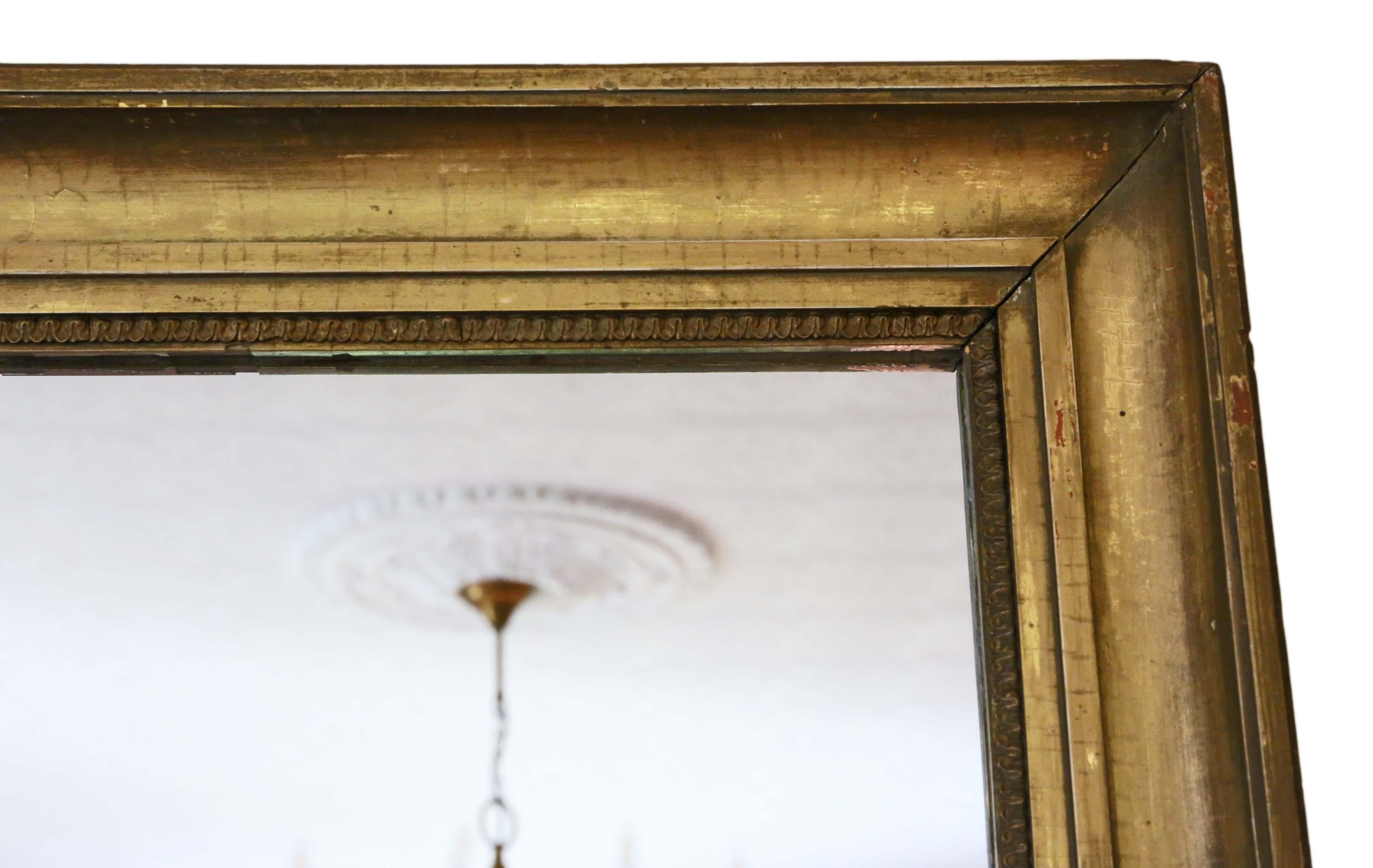 Antique Large Gilt Overmantel Wall Mirror, 19th Century In Good Condition In Wisbech, Cambridgeshire