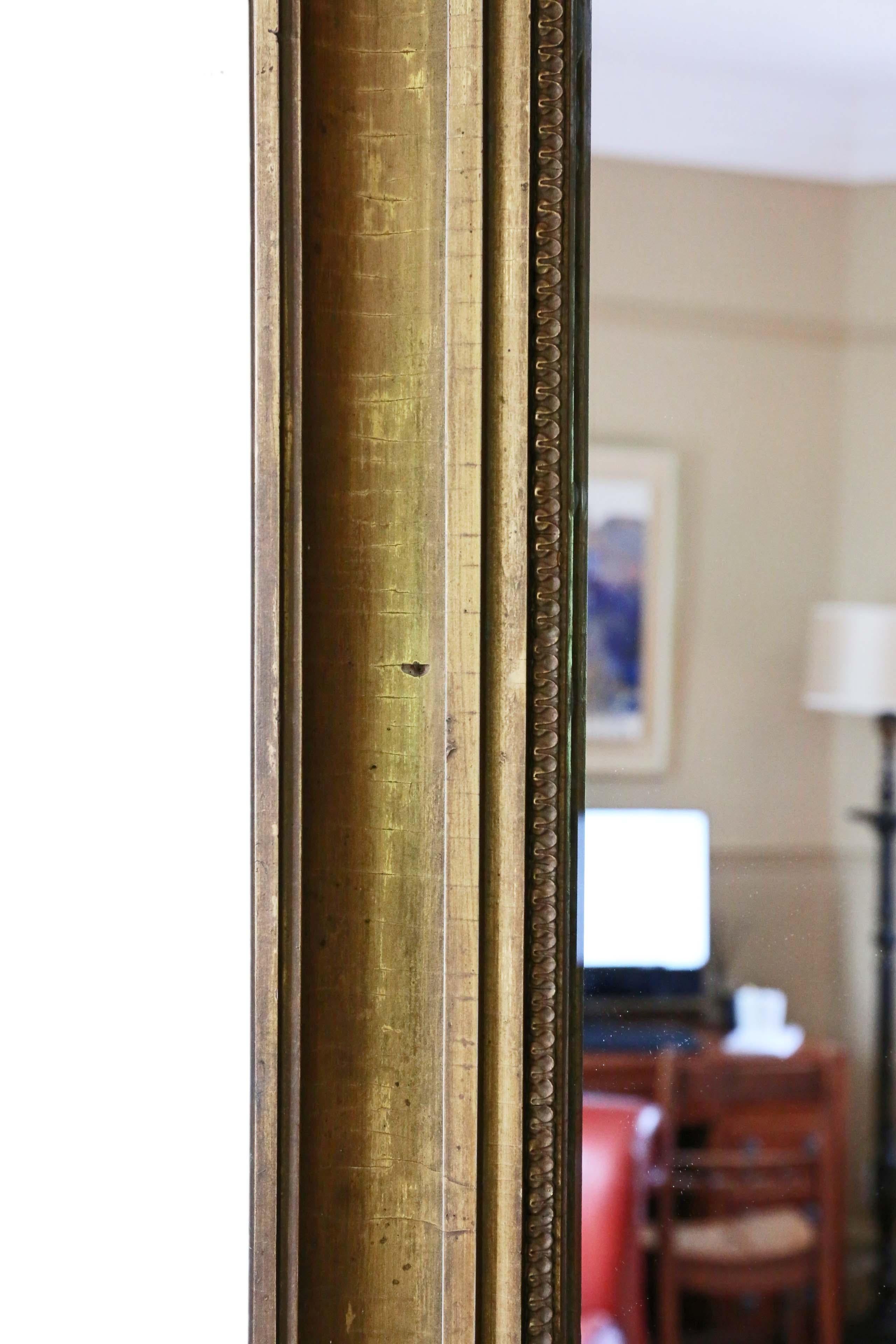 Giltwood Antique Large Gilt Overmantel Wall Mirror, 19th Century