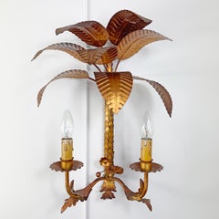 Large Gilt Palm Tree Wall Light Attributed to Maison Jansen